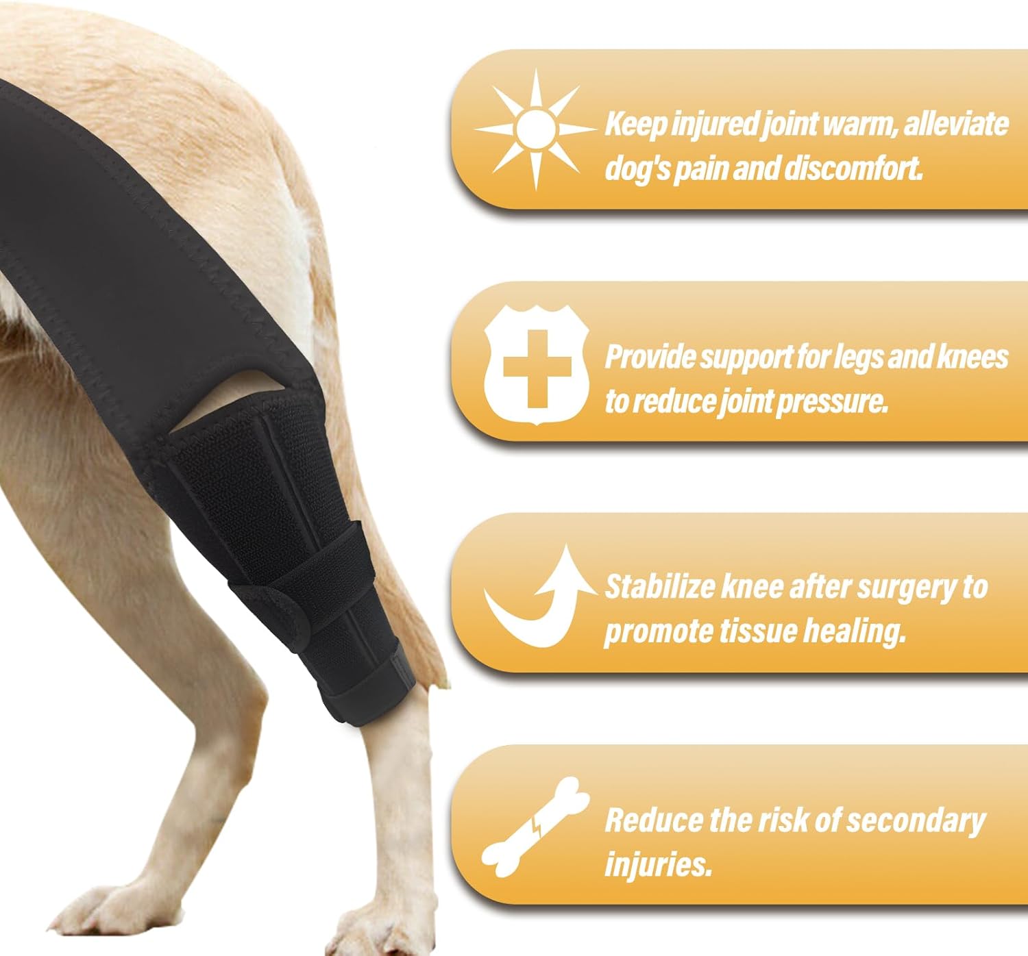 PLKO Rodillera para perro con estabilizadores laterales, soporte para ACL, luxación de la rodillera, artritis, calidez, estabilidad y alivio del