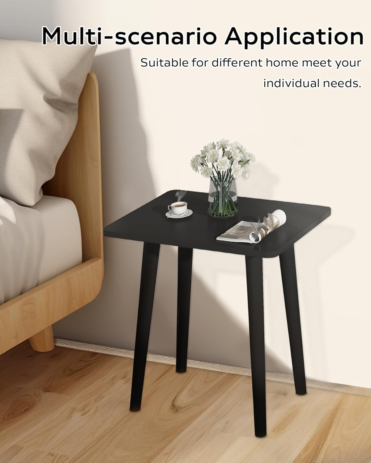 MIRROTOWEL Mesa auxiliar, mesa pequeña, moderna decoración del hogar para sala de estar, dormitorio, balcón oficina, fácil de montar (negro)