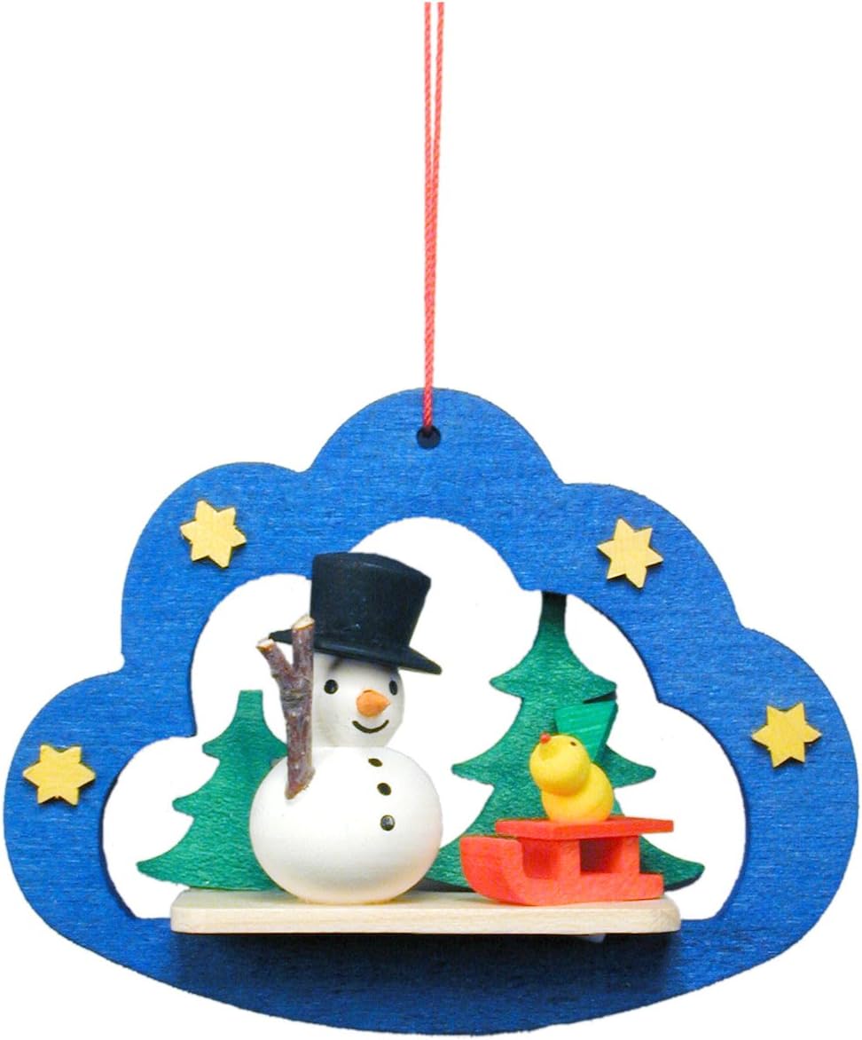 Christian Ulbricht 10-0854 Adorno de muñeco de nieve en nube azul-2.25 pulgadas de alto x 3 pulgadas de ancho x 1 pulgada de profundidad