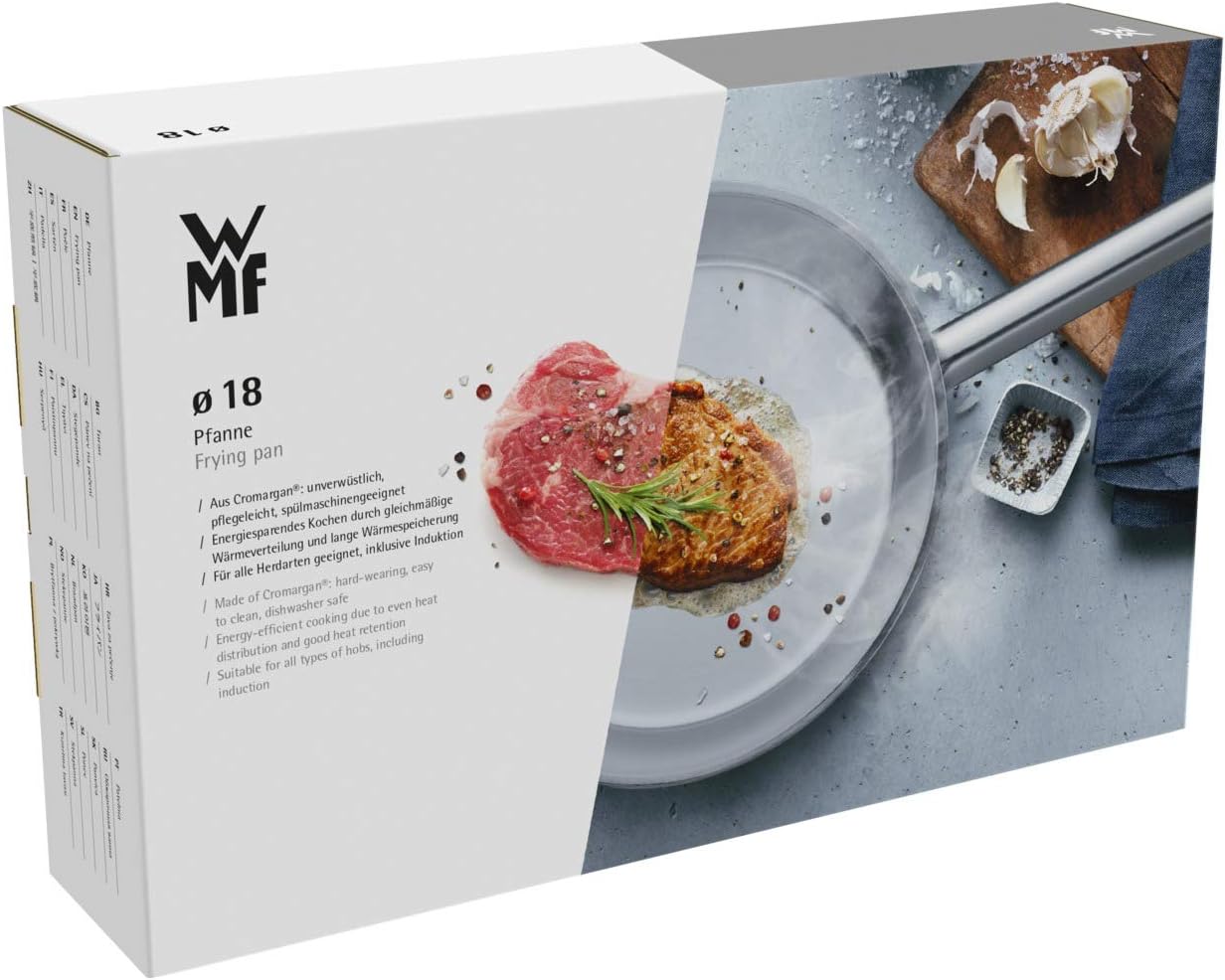 WMF Mini sartén con revestimiento de 7.1 in, acero inoxidable pulido Cromargan, apilable, ideal para porciones pequeñas o hogares individuales
