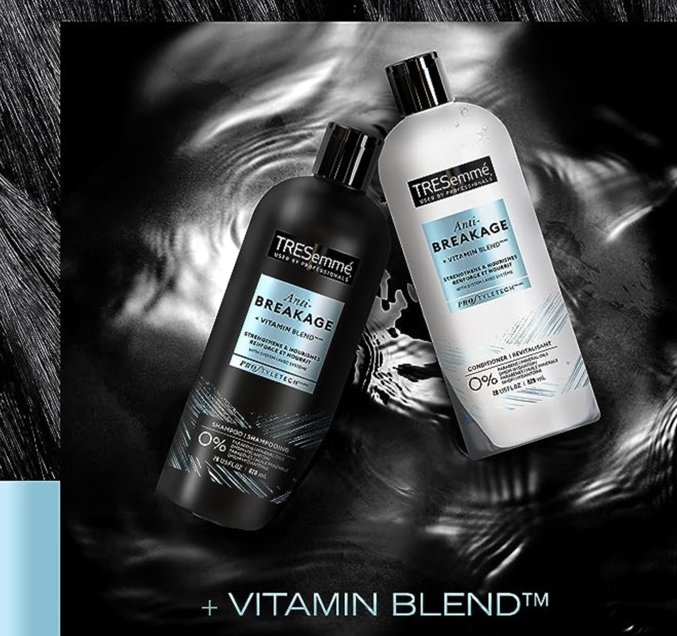TRESemme – Paquete de champú de 28 onzas con acondicionador TRESemme de 28 onzas con juego de peine clásico Premium Lux Details (antirotura)