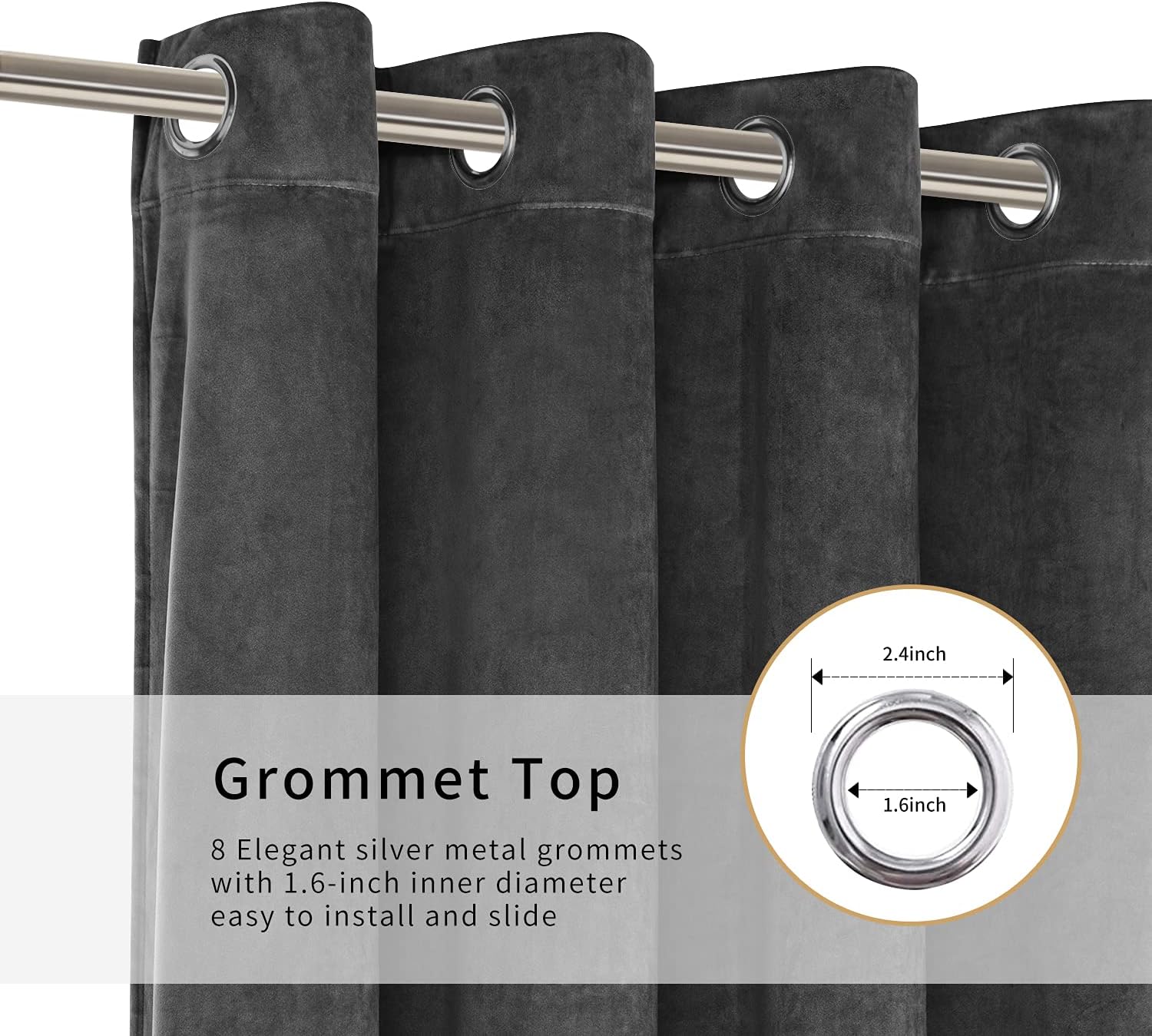 LUSHLEAF 2 paneles de cortinas opacas de terciopelo gris de 84 pulgadas, paneles de cortinas opacas de terciopelo con aislamiento térmico para