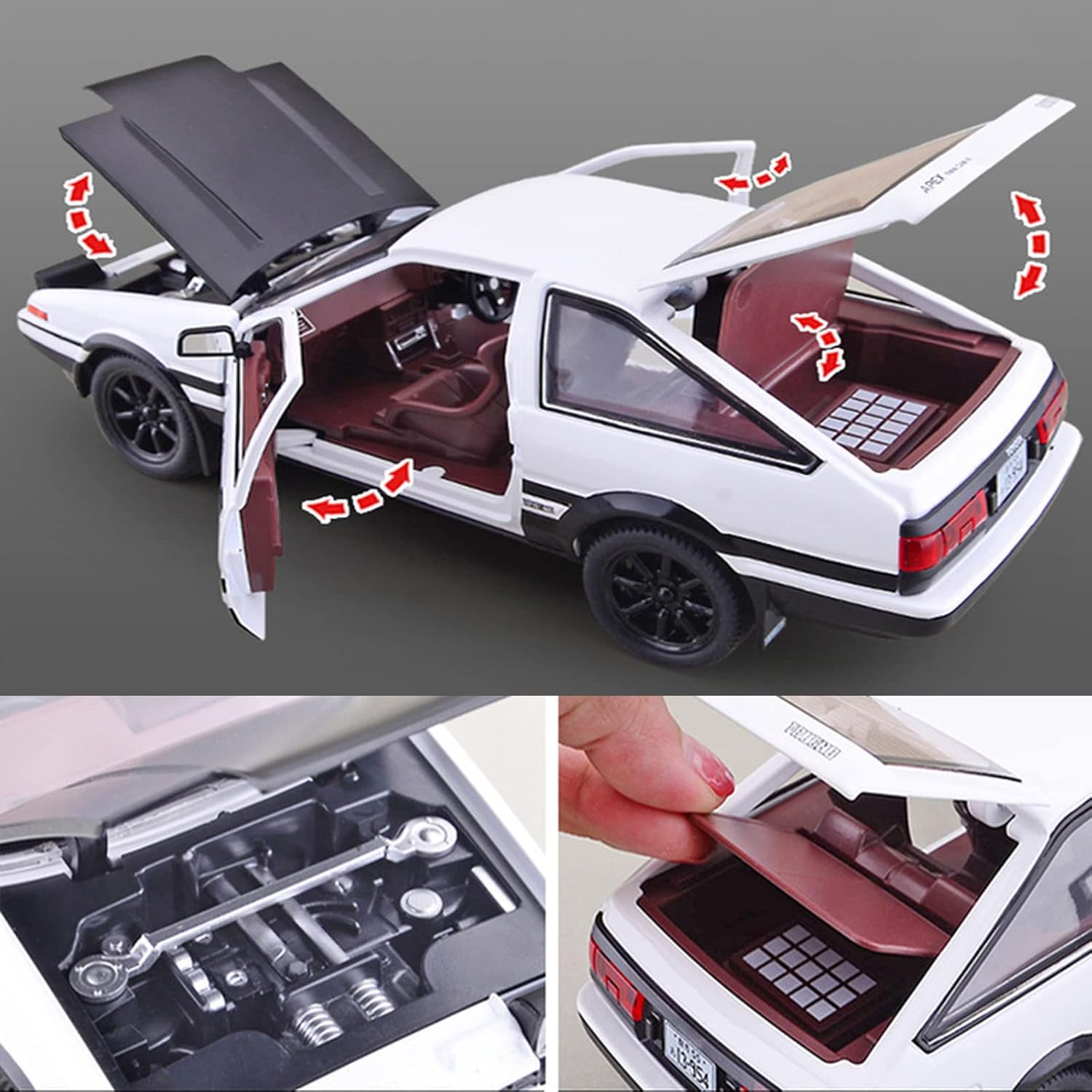 Mzexoma Initial D Toyota Trueno AE86 – Modelo de automóvil de aleación fundida a presión, juguetes deportivos para niños y adultos, vehículos de