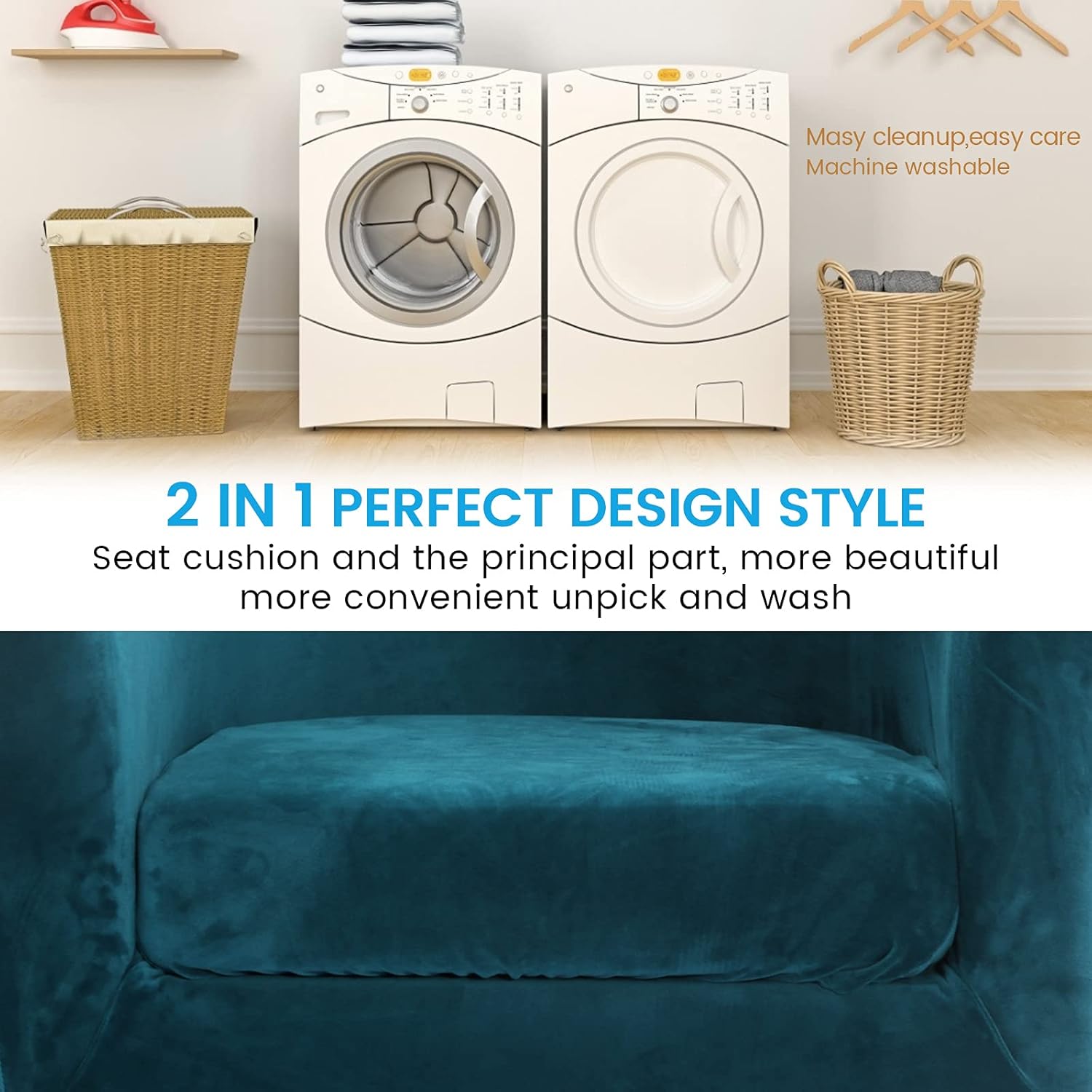 MIFXIN 2 fundas de terciopelo para silla de bañera con funda de cojín, fundas elásticas extraíbles para silla de bañera, sofá, protector de muebles