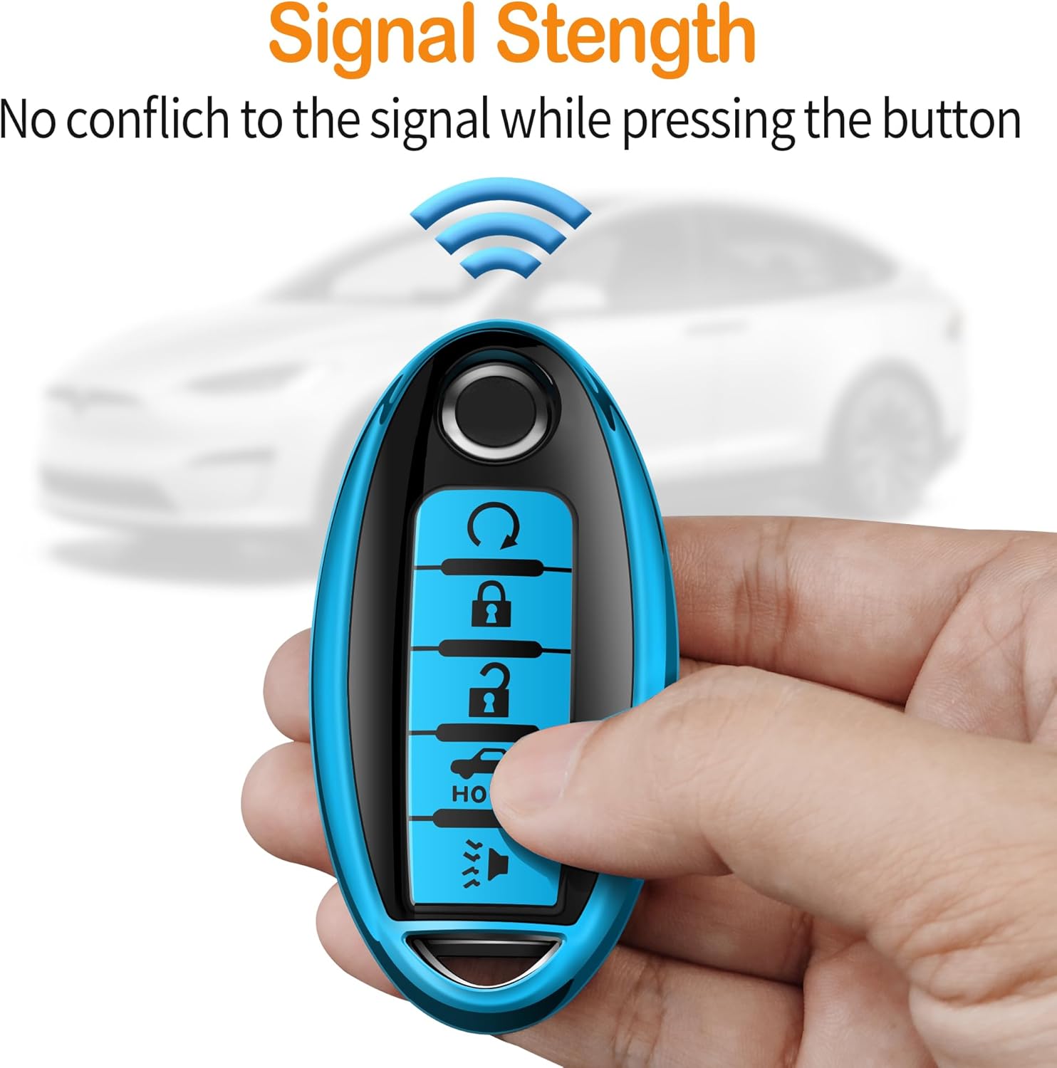 Sindeda Funda compatible con llavero Nissan con llavero de cuero, funda de TPU suave para llave remota inteligente Altima Sentra, Maxima, Rogue,