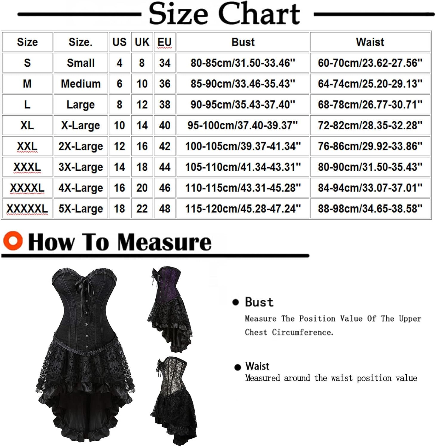OPHPY Disfraces sexys de Halloween para mujer, 2 piezas, talla grande, corsé gótico negro, top y faldas, conjuntos de cosplay de vampiros
