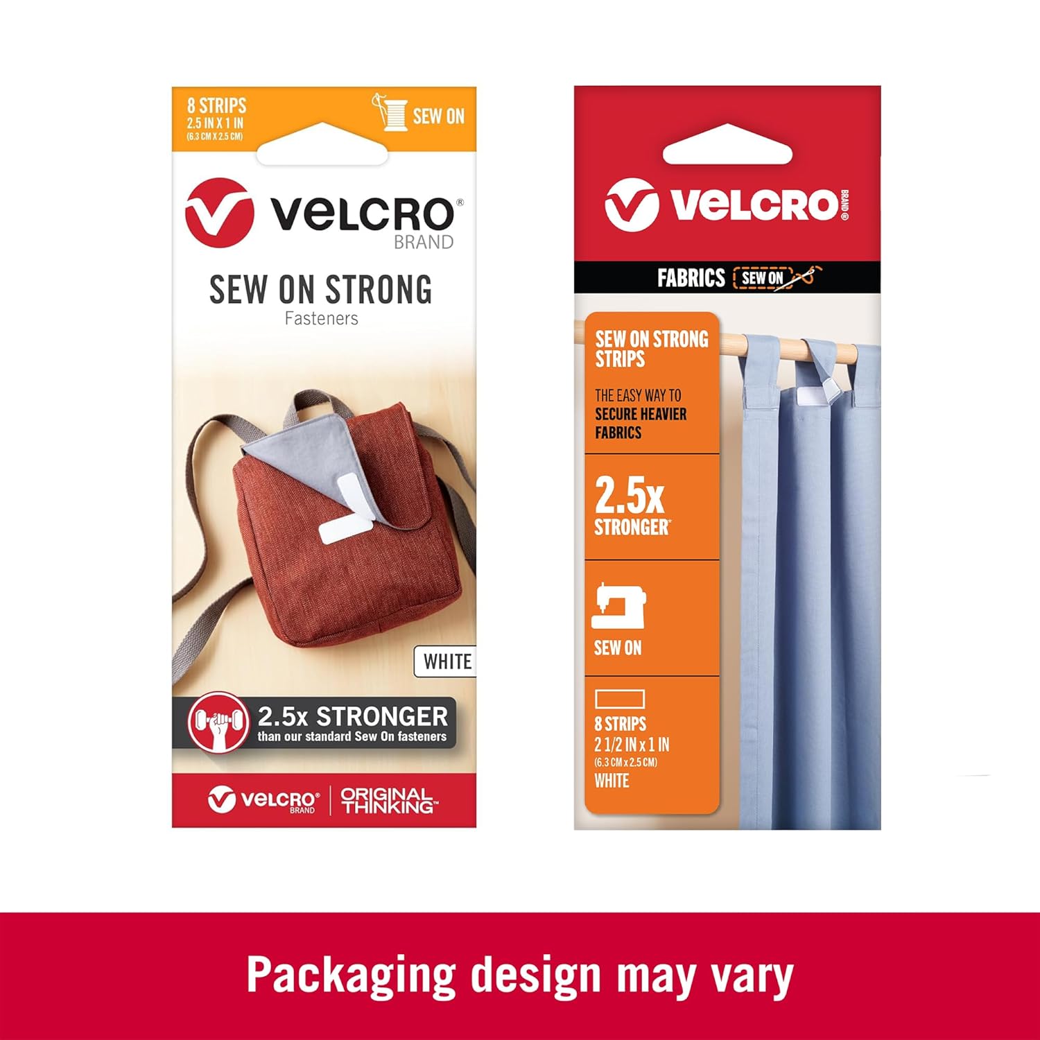 VELCRO Brand Tiras fuertes para coser  8 juegos, blanco  2.5 x 1 pulgada