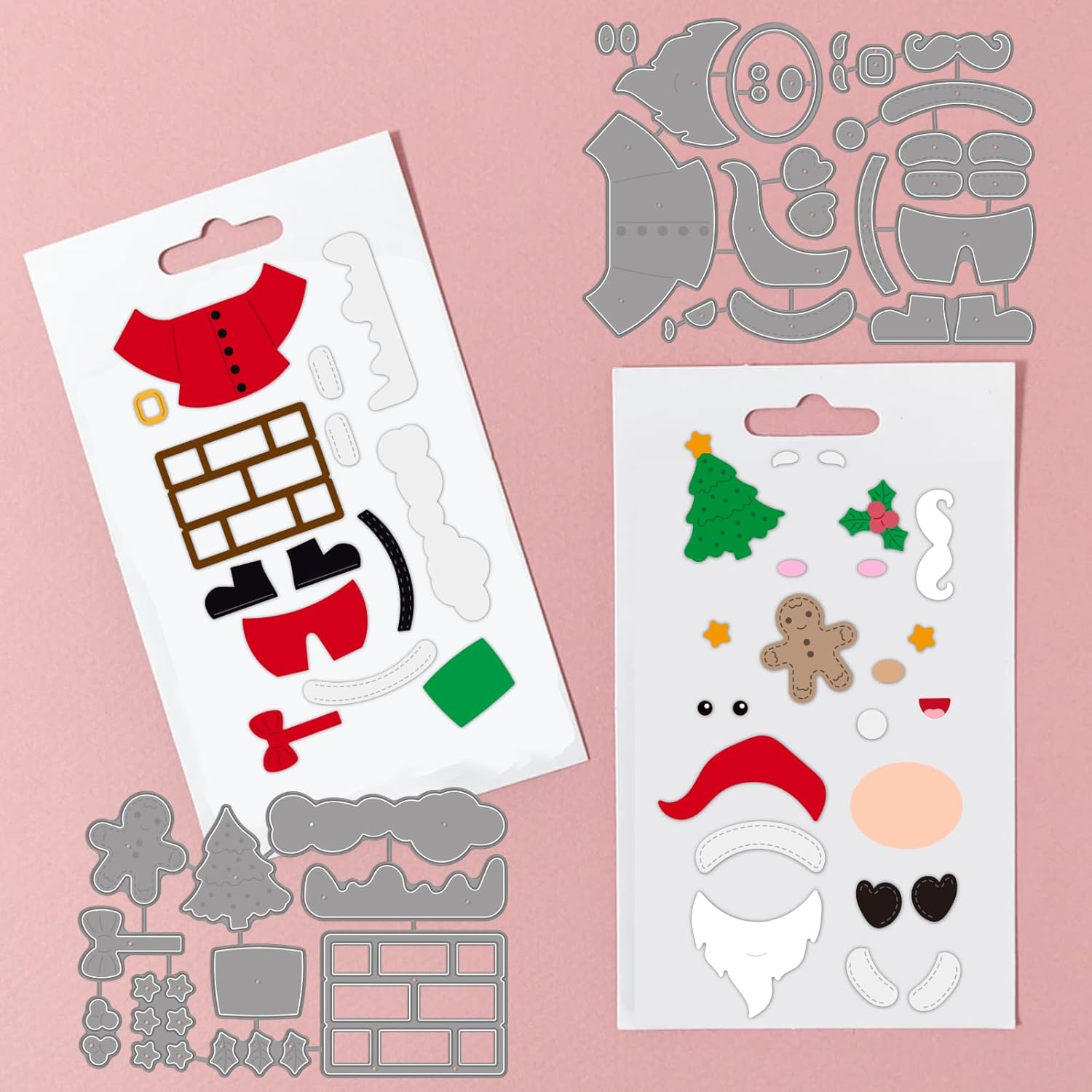 GLOBLELAND Juego de 22 troqueles de corte de Papá Noel para bricolaje, álbumes de recortes, de metal, para chimenea, troquelados, plantillas para