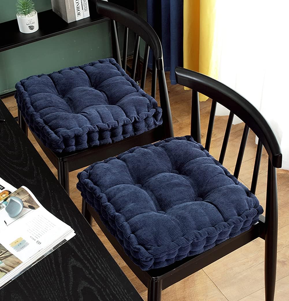 Juego de 2 cojines cuadrados de 18 x 18 pulgadas para asiento de patio, tela de pana superior, puf cuadrado copetudo, comodidad y suavidad, funda de