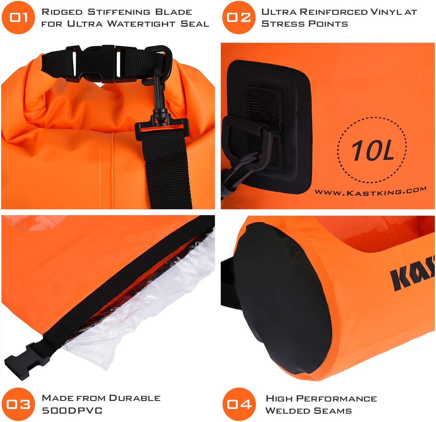 KastKing Bolsas secas, bolsas de almacenamiento 100% impermeables, construcción de grado militar para natación, kayak, canotaje, senderismo,