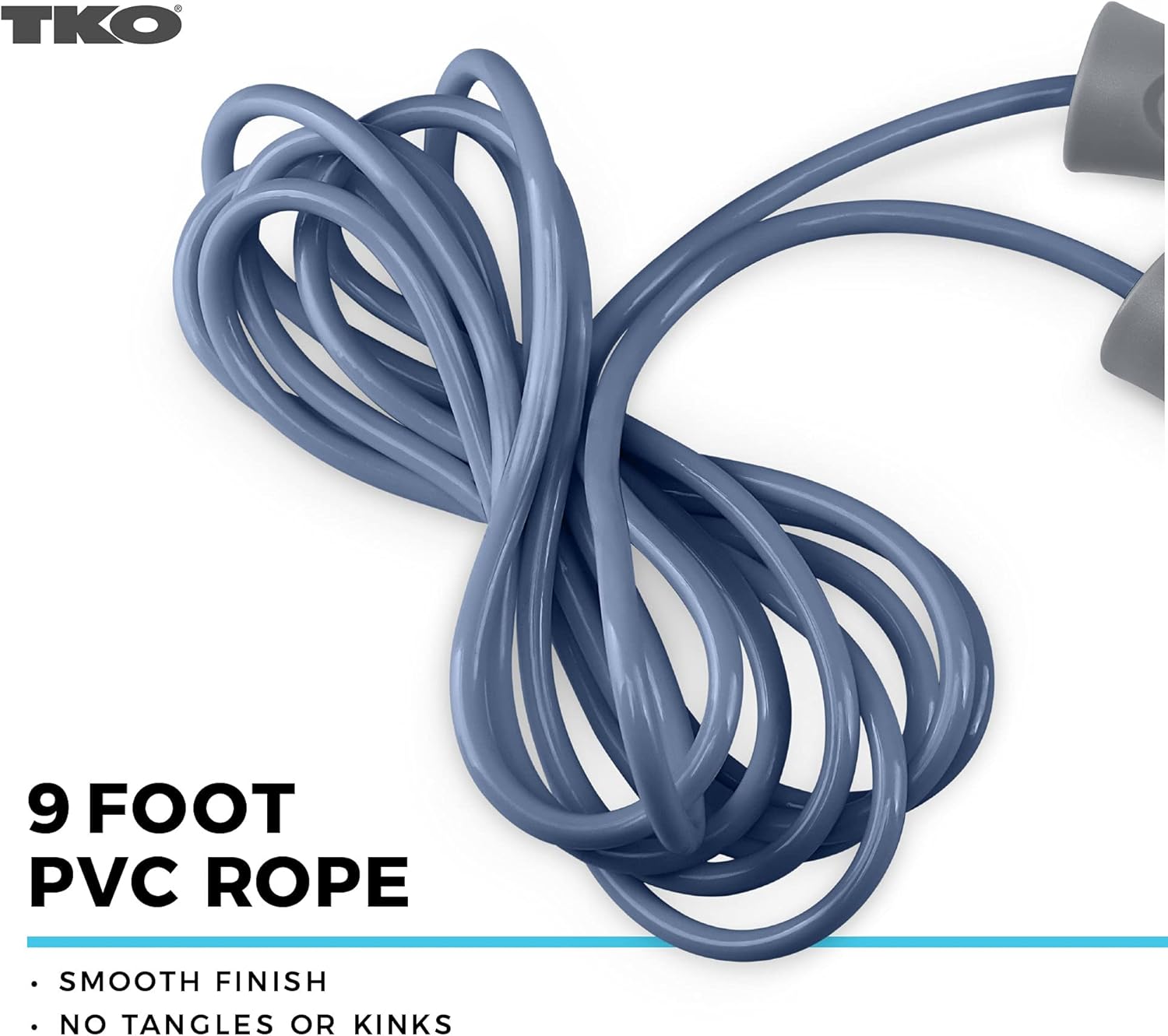TKO Tonal Adjustable 9-Foot-Long Jump Rope with Non-Slip Handles  Lightweight Jump Rope for Boxing, Cardio Exercise and General Fitness Workouts