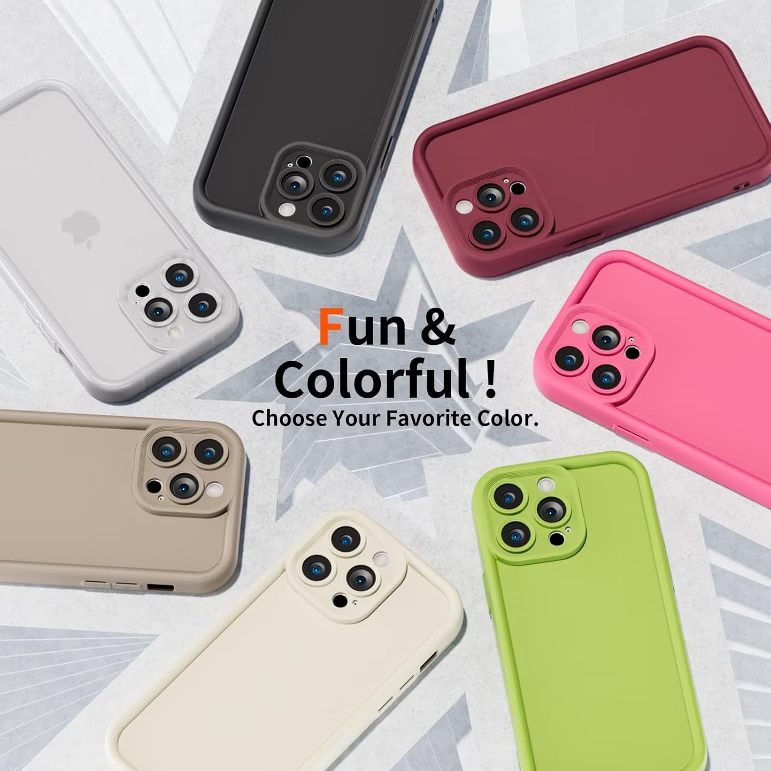 Fundas diseñadas para iPhone 15 Pro Max protección completa de la cámara Fortalecimiento a prueba de golpes Slim Fit Ligero Suave Gel Caucho TPU