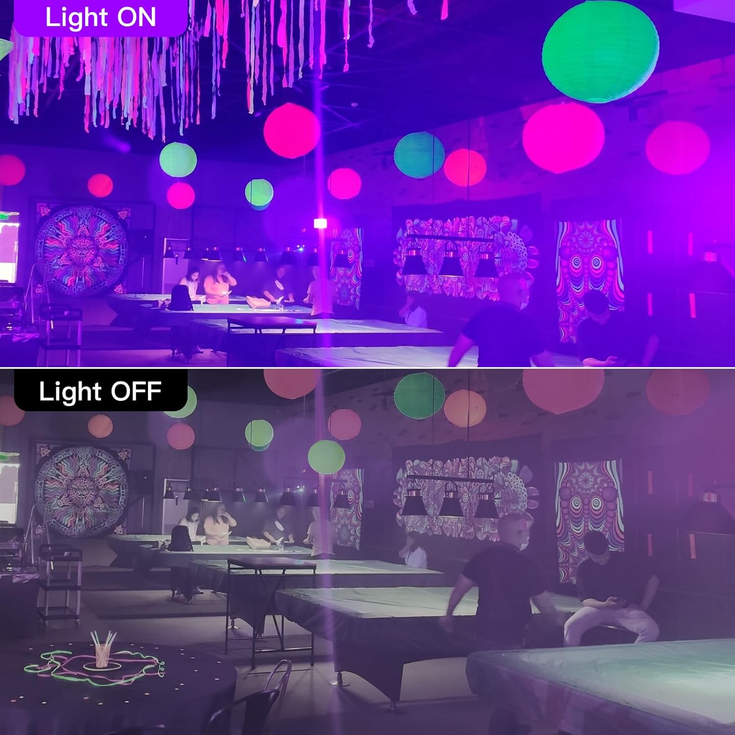 SHGPODA Luces LED negras de 250 W con cable de 10 pies, luces negras con 468 LED, reflector de luz negra impermeable IP66 para fiesta brillante,