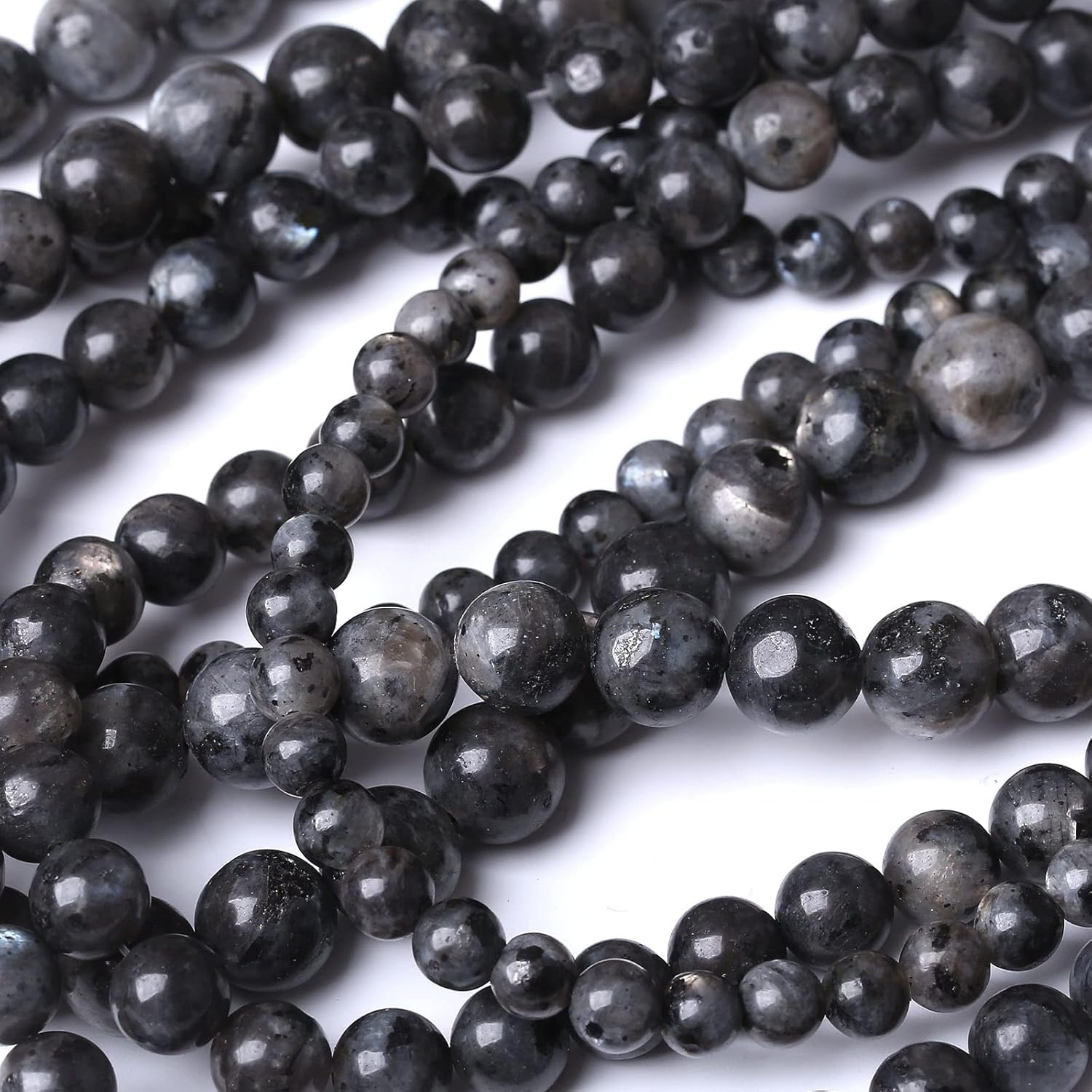 45 cuentas de labradorita negra natural de 0.315 pulgadas (0.315 in), cuentas redondas sueltas de piedra para fabricación de joyas, piedra