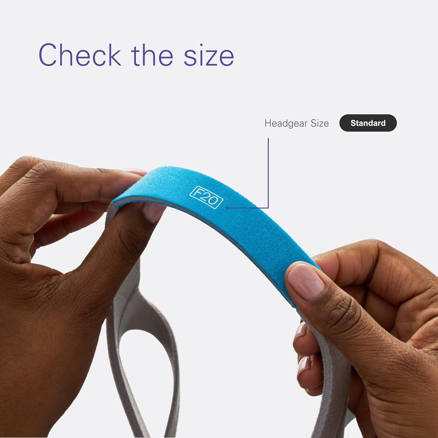 ResMed AirFitAirTouch F20 – Protector de cabeza de repuesto de cara completa, medianoestándar, azul