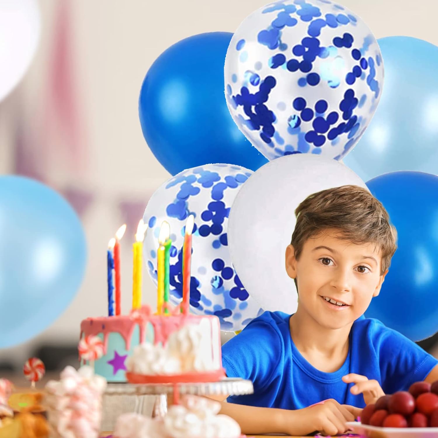 BRT Bearingshui Decoraciones de cumpleaños azules, decoración de globos de feliz cumpleaños, decoraciones de fiesta azul para 1, 13, 16, 21, 30, 40,