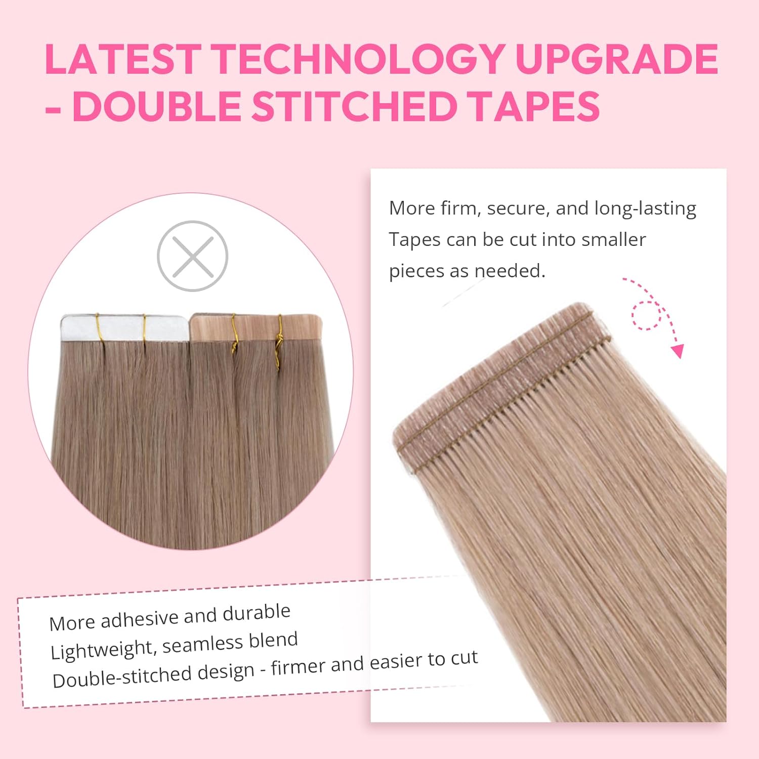 Extensiones de cabello humano con cinta, color rubio claro con reflejos rubio dorado, 20 unidades, 1.76 onzas, extensiones de cabello humano real