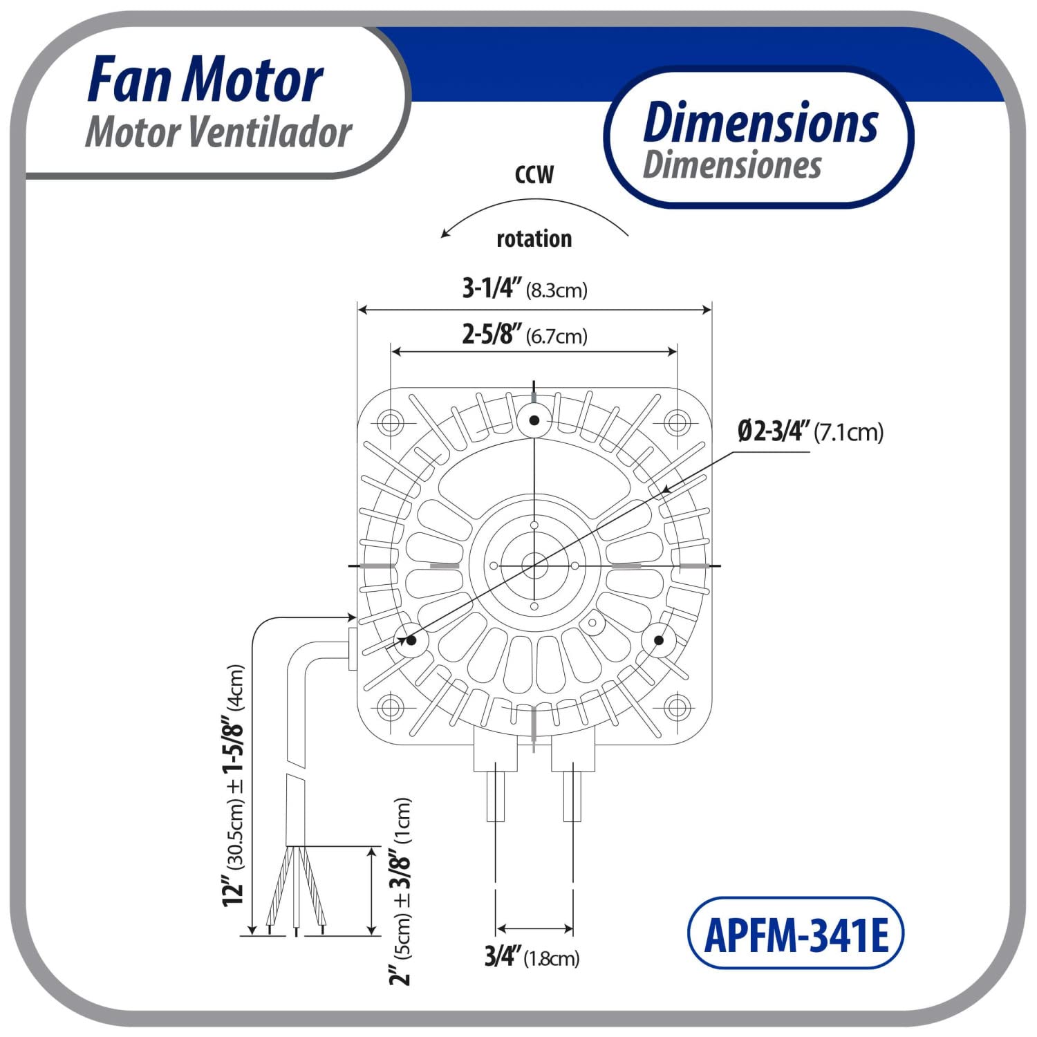 Appli Parts APFM-341E – Motor de condensador y evaporador de refrigeración de 34 W, 115 V, 60 Hz, 1,5 A, 1450 rpm, incluye base y ventilador de