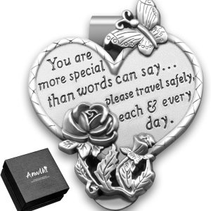 Medalla para visera de automóvil en forma de corazón, accesorios de clip de visera para bendecir la conducción, oración de seguridad, regalo Medalla para visera de automóvil en forma de corazón, accesorios de clip de visera para bendecir la conducción, oración de seguridad, regalo