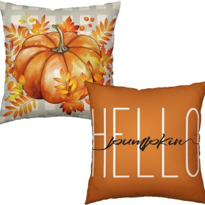 Juego de 2 fundas de almohada decorativas de otoño de 20 x 20 pulgadas, con hojas de arce, calabaza, casa de campo, fundas de almohada de lino Juego de 2 fundas de almohada decorativas de otoño de 20 x 20 pulgadas, con hojas de arce, calabaza, casa de campo, fundas de almohada de lino