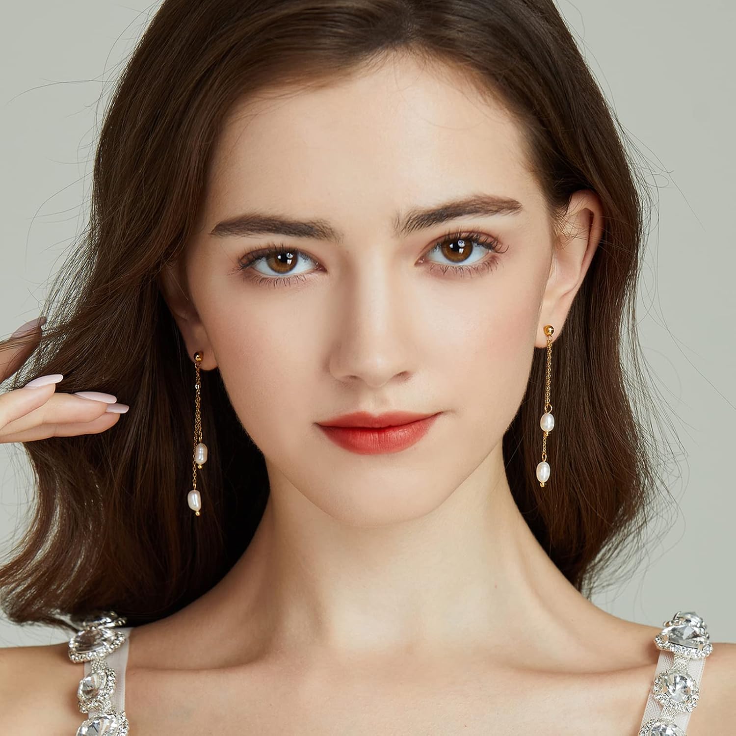 Pearl Tassel Earrings for Women Gold Pearl Drop Earrings Dangling Long Pearl Dangle Earrings for Brides Bridesmaid Prom Anniversary