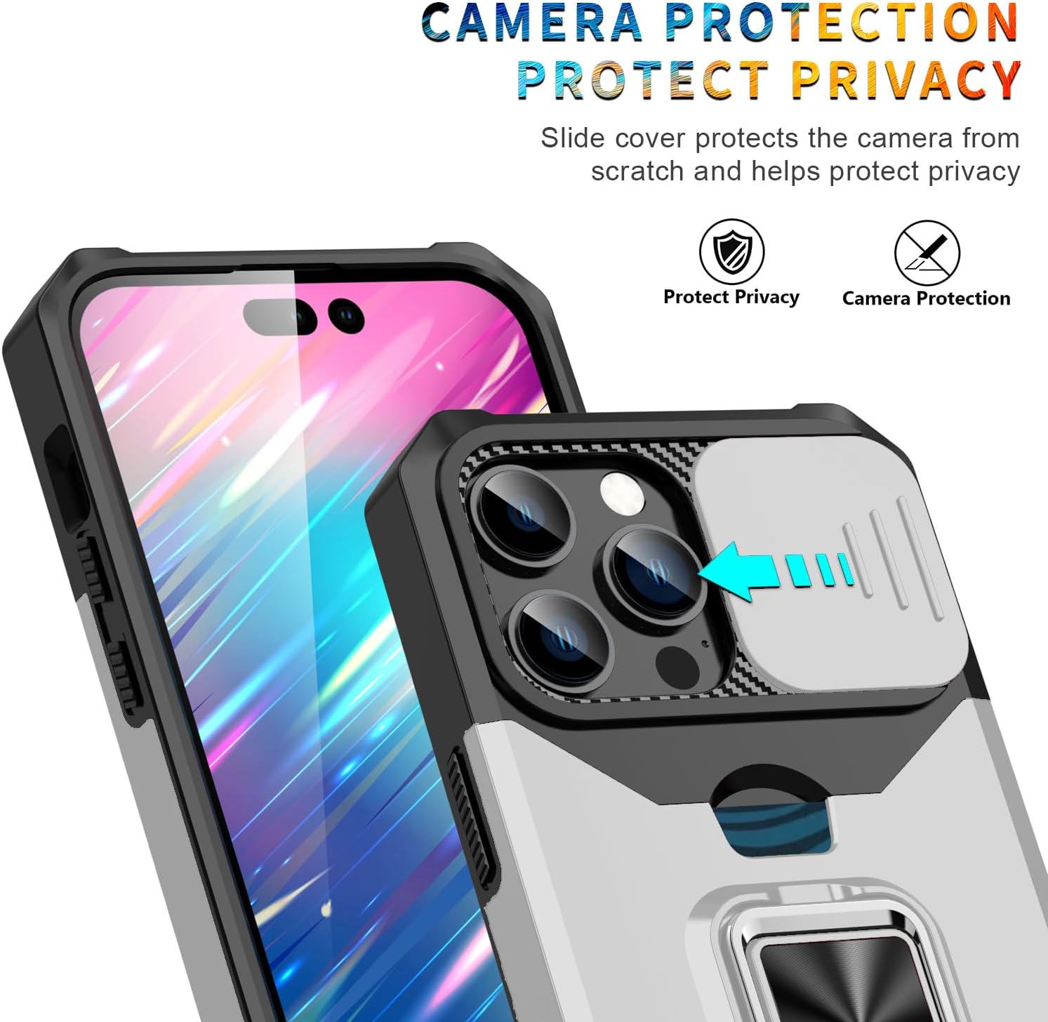 Asuwish Funda compatible con iPhone 15 Pro de 6.1 pulgadas y protector de pantalla de vidrio templado, soporte para tarjetas, funda híbrida para