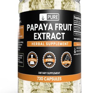 Pure Original Ingredients Extracto de papaya (730 cápsulas) sin magnesio o rellenos de arroz, siempre puro, verificado por laboratorio Pure Original Ingredients Extracto de papaya (730 cápsulas) sin magnesio o rellenos de arroz, siempre puro, verificado por laboratorio