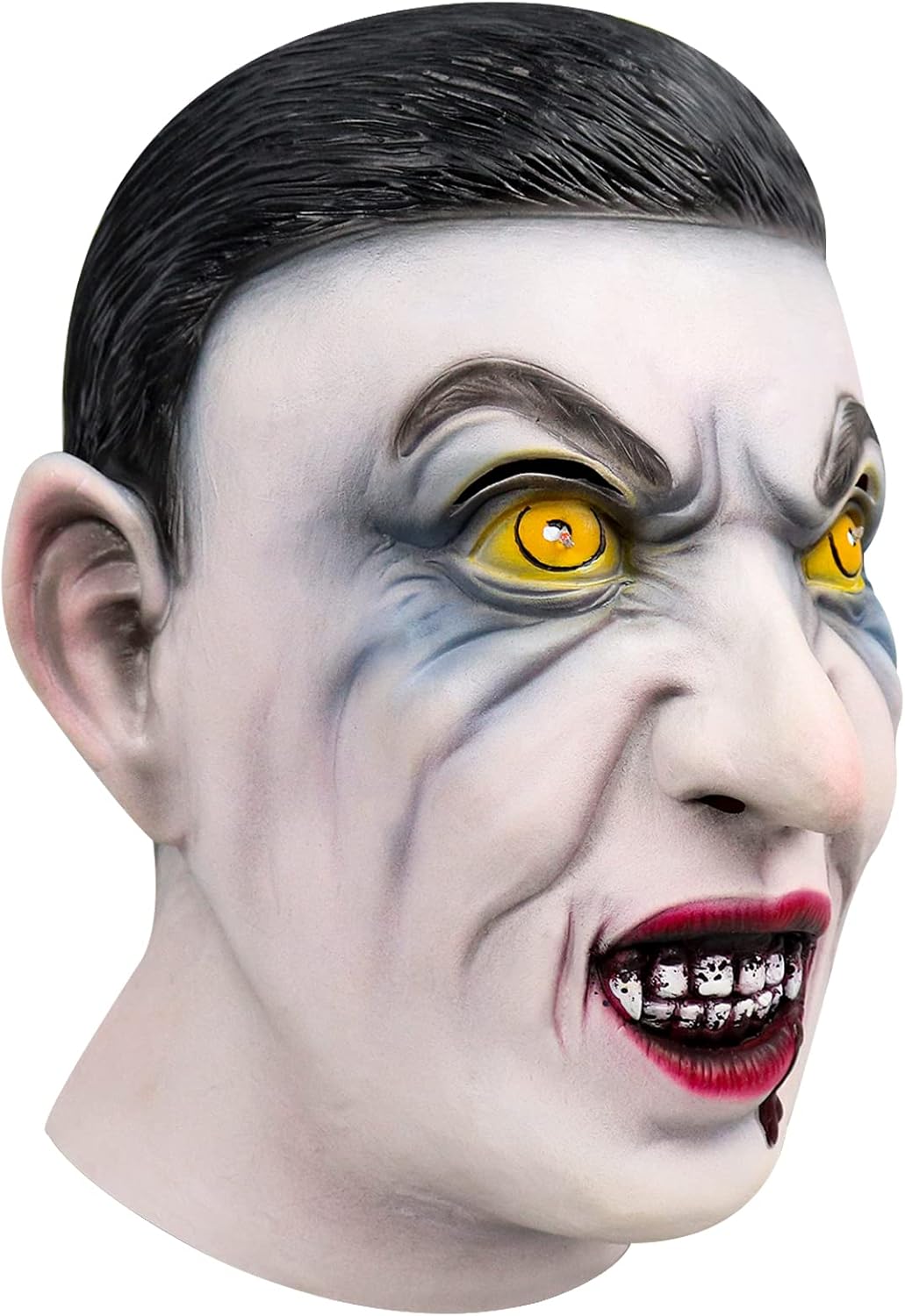 Máscara de vampiro aterradora y realista con ojos brillantes, monstruo de cabeza completa, disfraz de Halloween, cosplay, accesorios novedosos