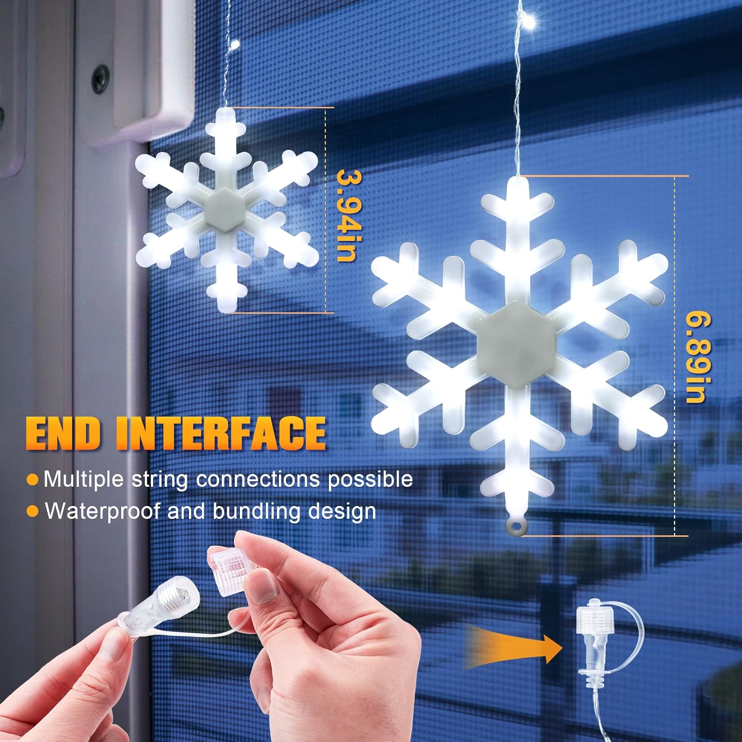 Aulanto Luces de Navidad para exteriores, luces de copo de nieve, 16.73 pies, 240 luces LED de copo de nieve, impermeables, con 20 gotas, 8 modos de