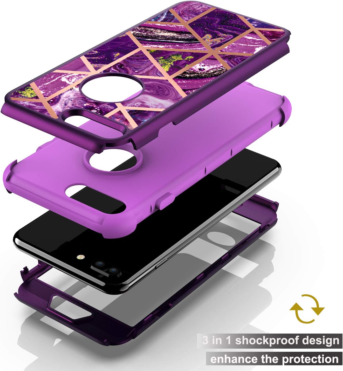 Asuwish Funda de teléfono para iPhone 6 6s, cubierta híbrida de mármol, a prueba de golpes, cuerpo completo, resistente, accesorios delgados,