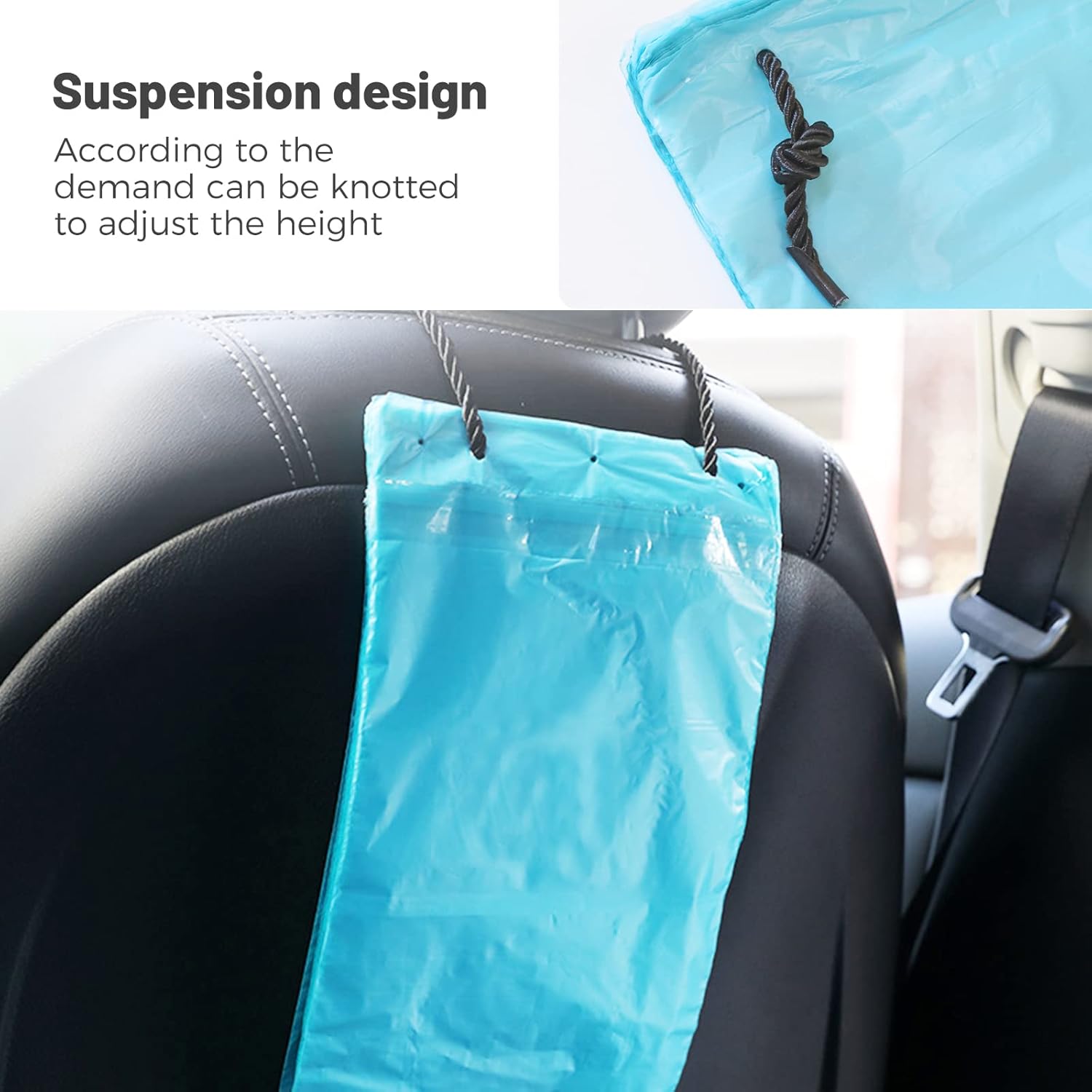 100 bolsas de basura desechables para automóvil para colgar con asa, fácil de pegar, duradera, impermeable, desechable, para automóvil, dormitorio,