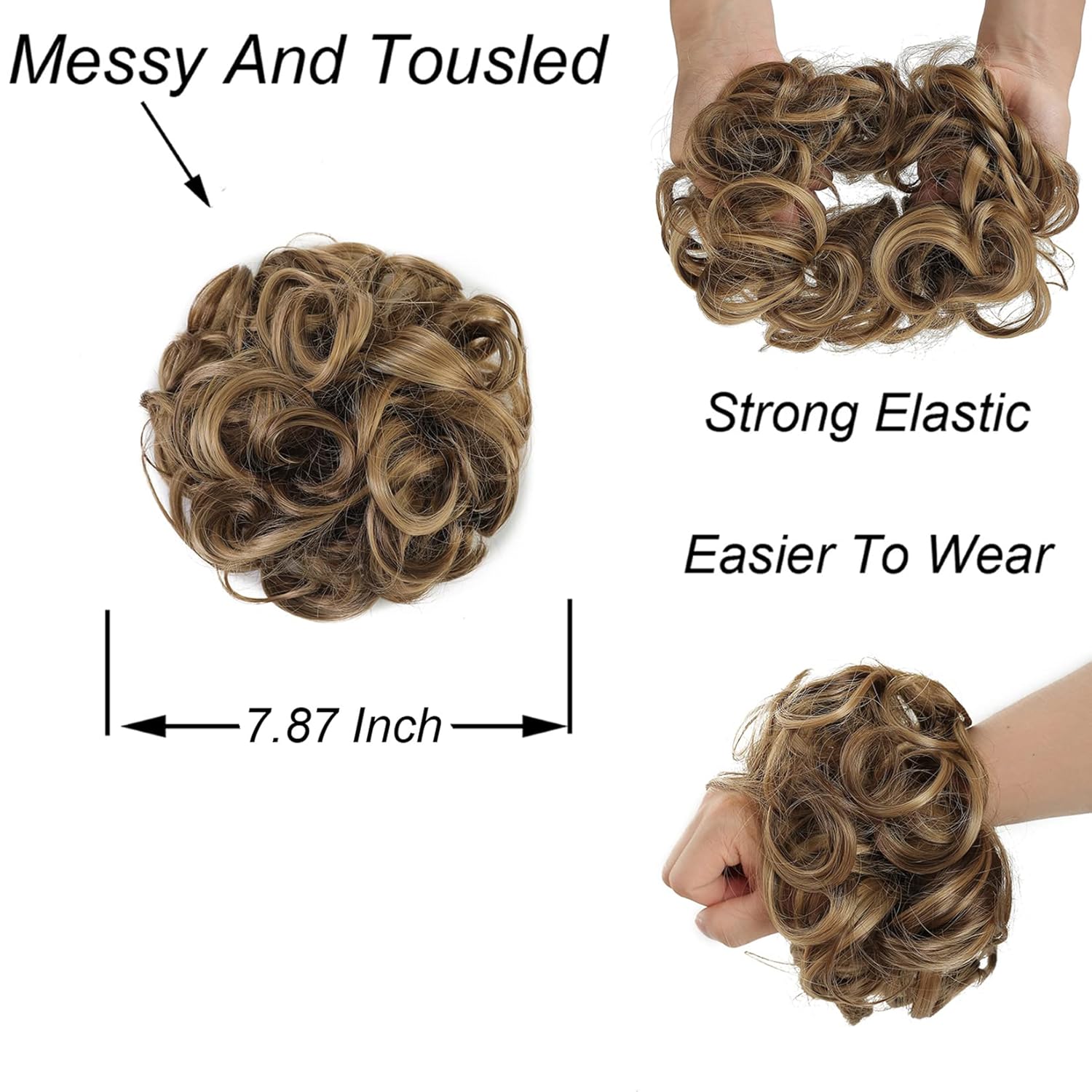 Extensiones de cabello sintético rizado y grande, 2.82 onzas, extensiones de cabello sintético con forma de dona, para mujeres y niñas (reflejos