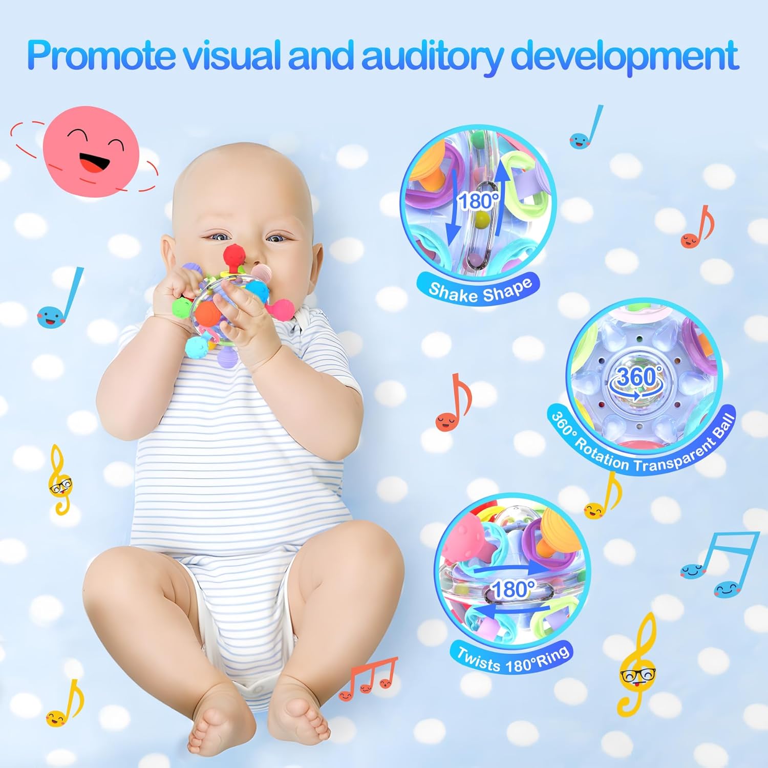 Juguetes sensoriales para la dentición para bebés, juguetes Montessori actualizados, sonajeros sensoriales para masticar, regalo para bebés recién