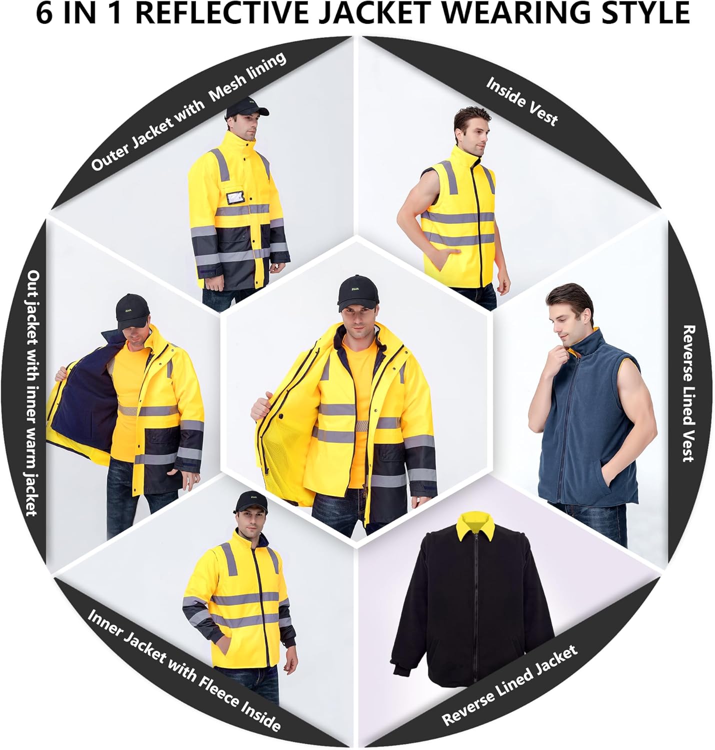 Chaqueta reflectante gruesa doble de Oxford de alta visibilidad de seguridad, clase 3, desgaste de trabajo protector de la construcción