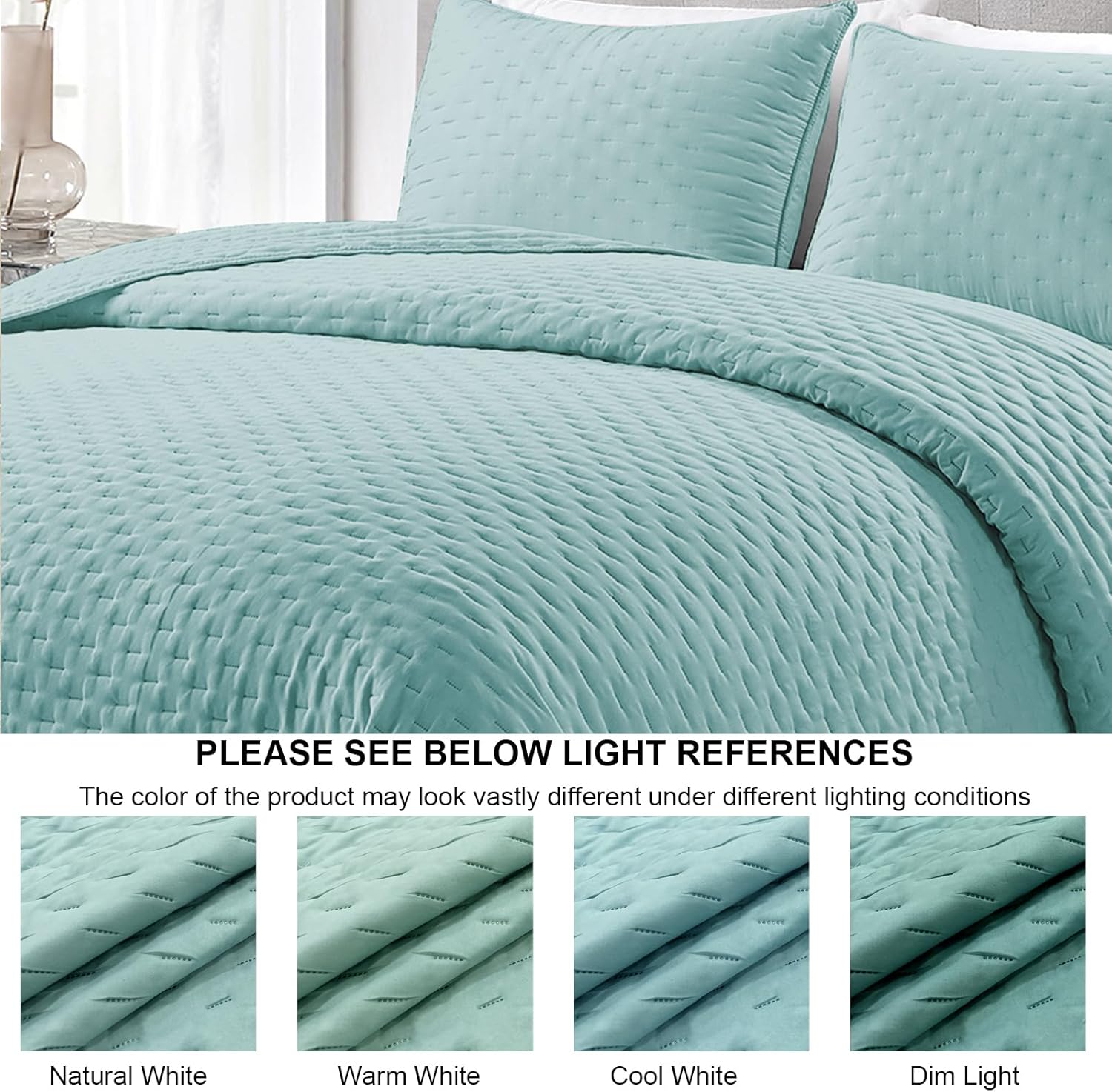 Mocaletto Juego de edredón de lujo tamaño Queen, juego de edredón azul de 3 piezas, juego de ropa de cama reversible Queen con fundas de almohada,