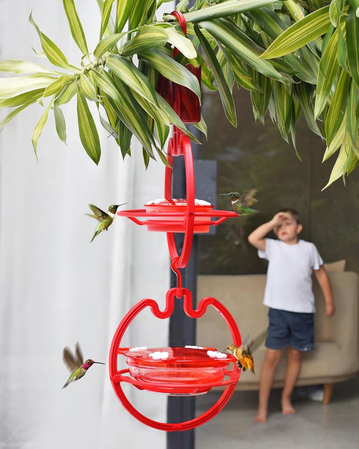 Ermete Comedero para colibríes para colgar al aire libre, a prueba de hormigas, comederos para colibríes para exteriores, regalo de colibrí para