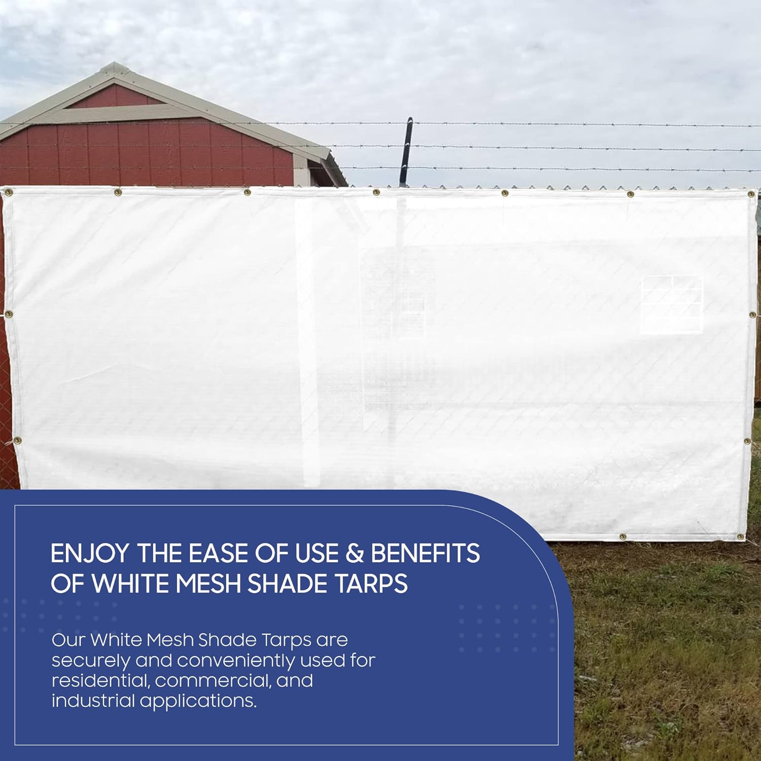 Tarps Now – Lonas de malla de tela, (10 x 10 pies) – Cubierta protectora de punto resistente con ojales – Trampa para sombra del 75% para patio,