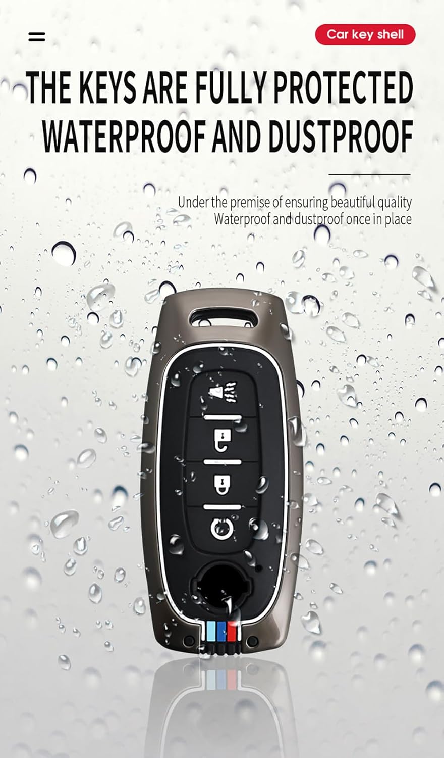 ontto Funda para llave de automóvil de 4 botones, funda inteligente para llave de metal, guante, protector completo para Nissan X-Trial Kicks Rouge