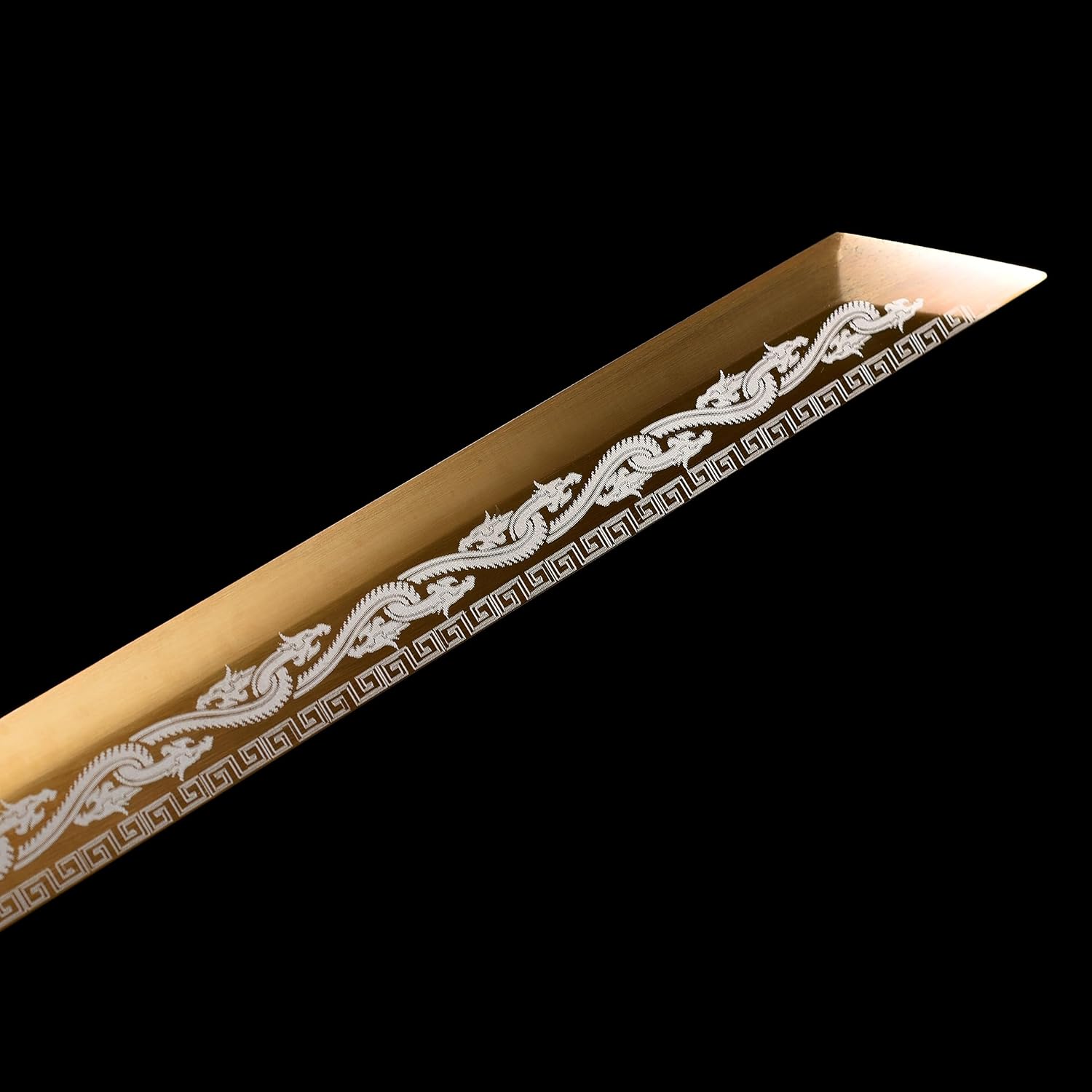 Patrón de dragón dorado, espada de vaina, samurái japonés, real, recto, completo Tang Jian (patrón de dragón dorado)