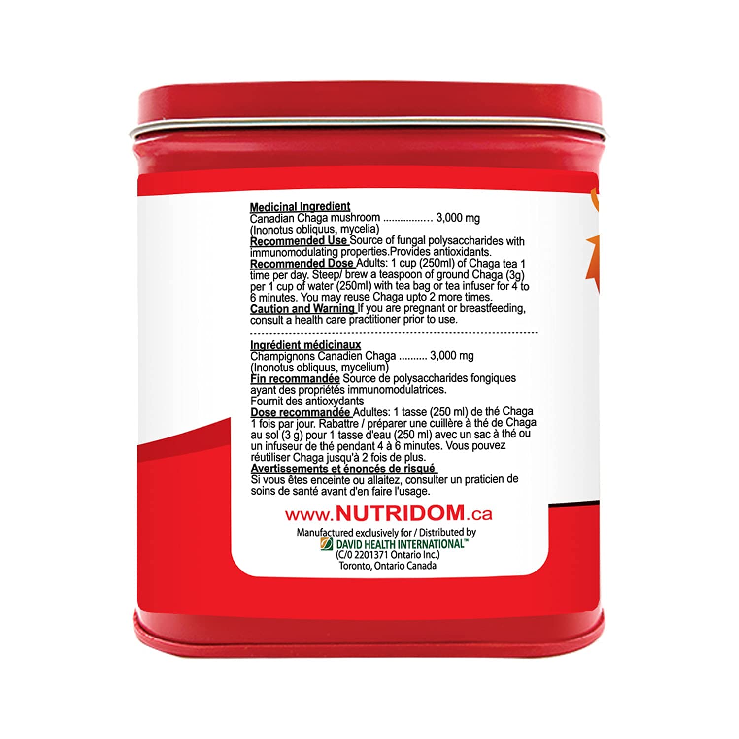 NUTRIDOM CHAGA Mushroom Tea Molind_Wild Harvest_5.64 oz