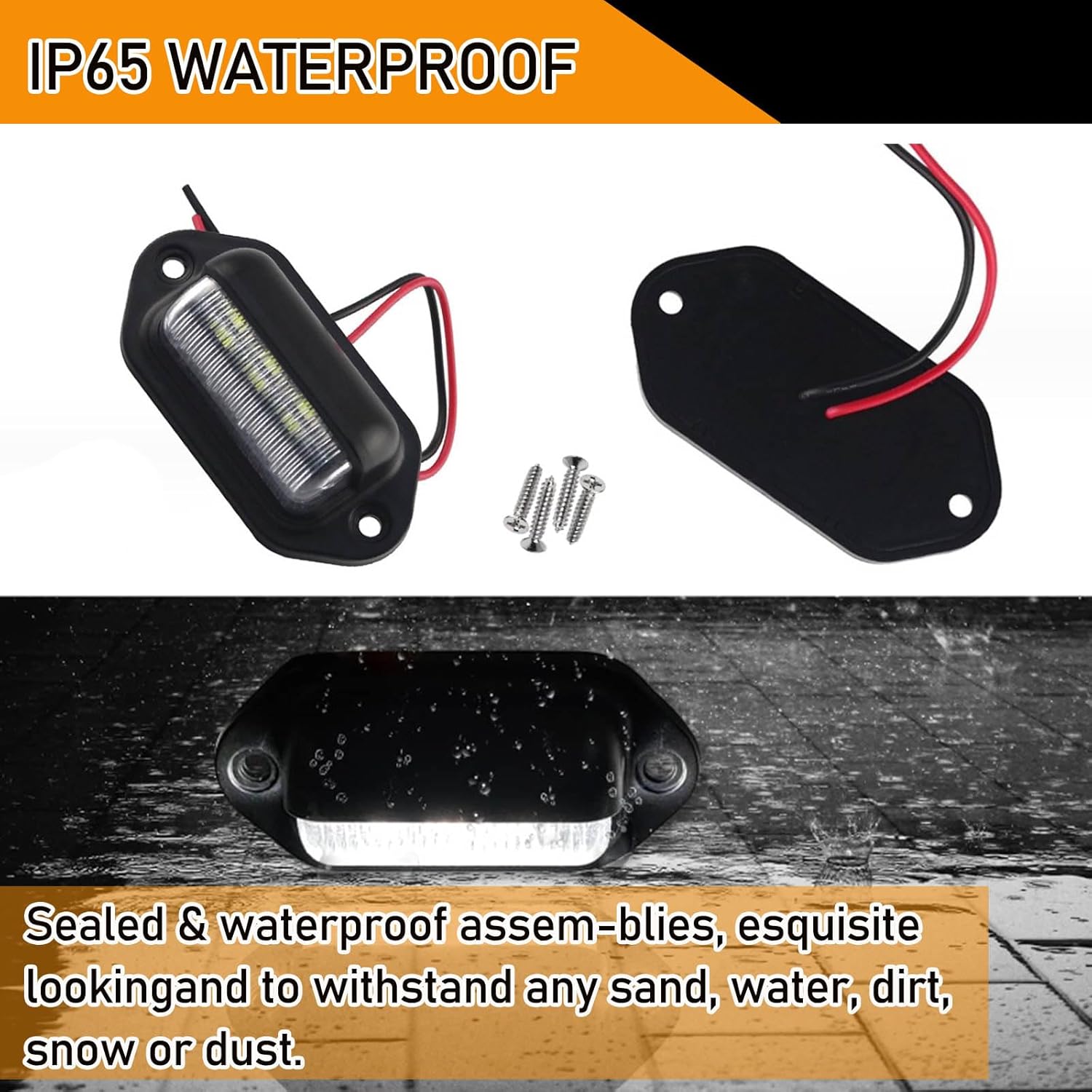 Pack-2 – Lámpara de matrícula de automóvil, bombilla LED ABS, luz trasera impermeable para automóvil, luz de techo de 6500 K, reemplazo de bombilla