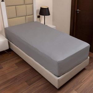 Ambesonne Sábana bajera de algodón, 100% algodón turco original, súper suave, de color sólido, elástica, ecológica, individual, polvo Ambesonne Sábana bajera de algodón, 100% algodón turco original, súper suave, de color sólido, elástica, ecológica, individual, polvo