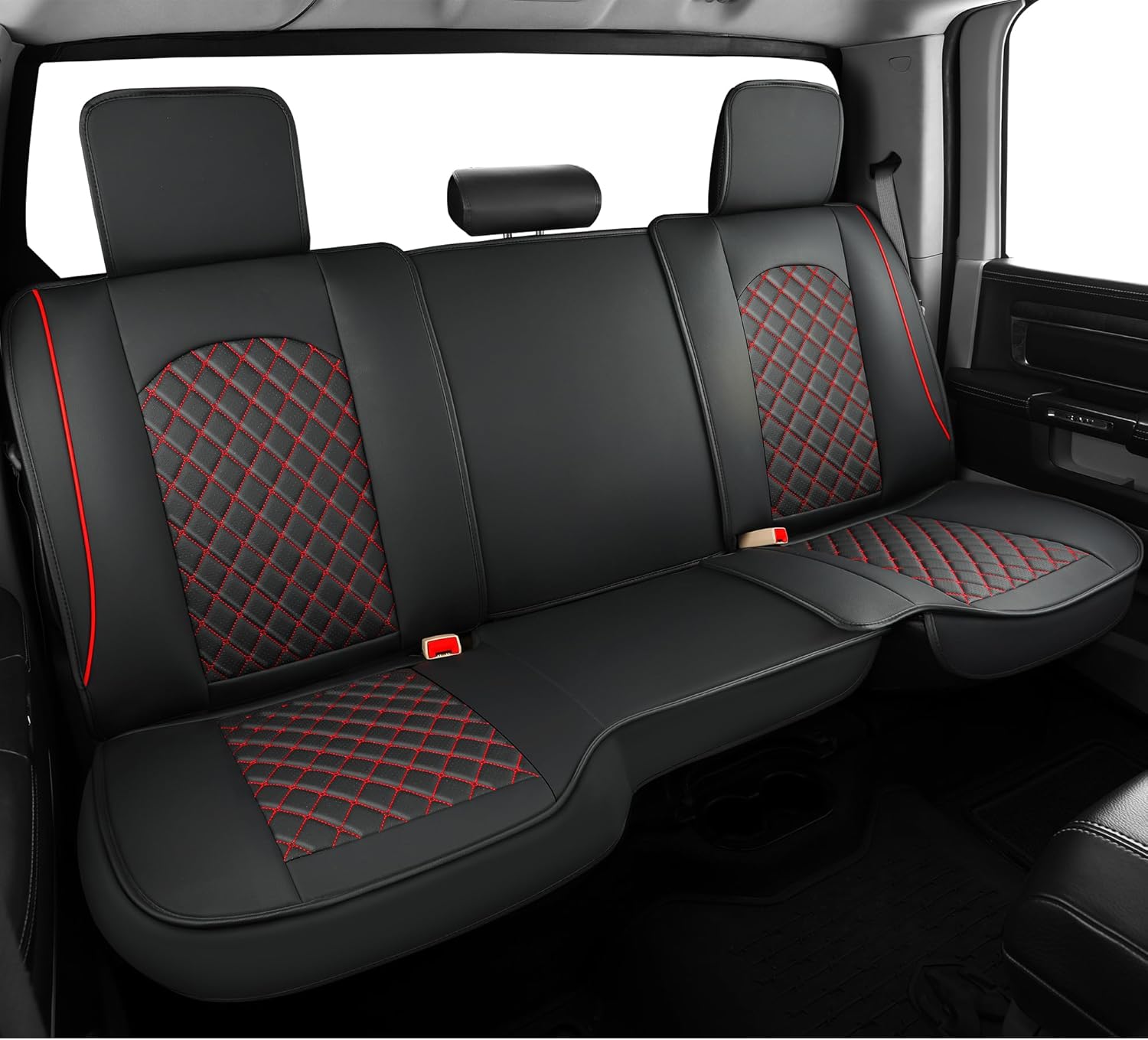 FREESOO Juego completo de fundas de asiento de automóvil para Dodge Ram 2002-2023 1500 2500 3500 Classic Crew Quad Cab Funda de asiento de cuero con