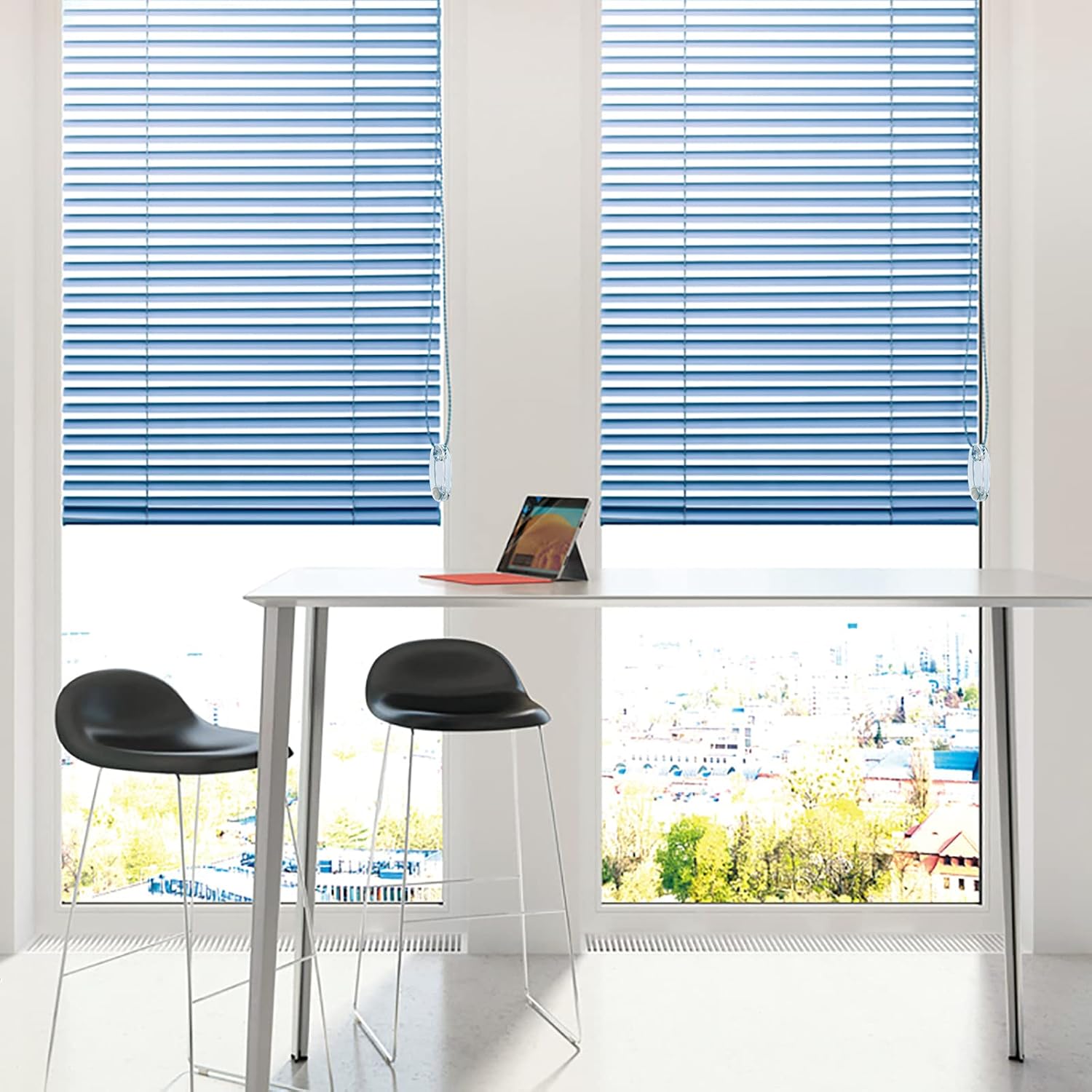 Persianas de vinilo de 1 pulgada para ventanas con cable, persianas y persianas, mini persianas para ventanas, persianas horizontales, persianas de