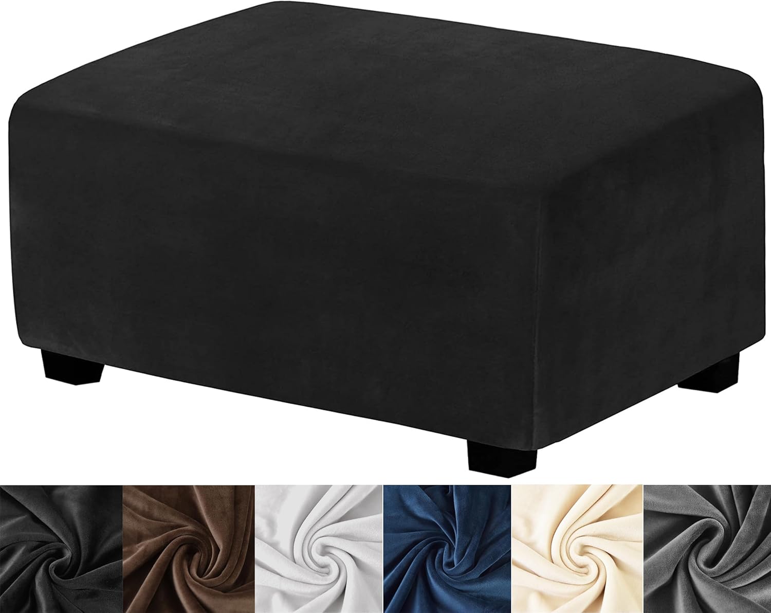 HFCNMY Funda otomana rectangular, de terciopelo elástico, fundas otomanas rectangulares gruesas, fundas rectangulares para otomanas, funda de