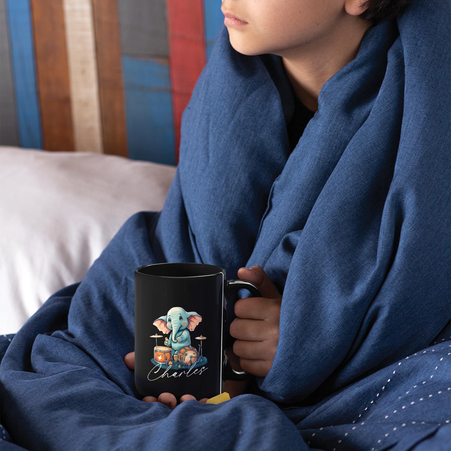 Taza de elefante personalizada con nombre 2023, regalos personalizados para los amantes de los elefantes, taza de tambor de juego de elefantes,