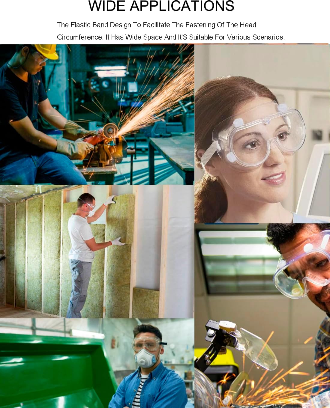 Eyeglasstor Paquete de 4 gafas protectoras de seguridad para química de laboratorio, gafas suaves y ligeras sobre gafas graduadas, construcción