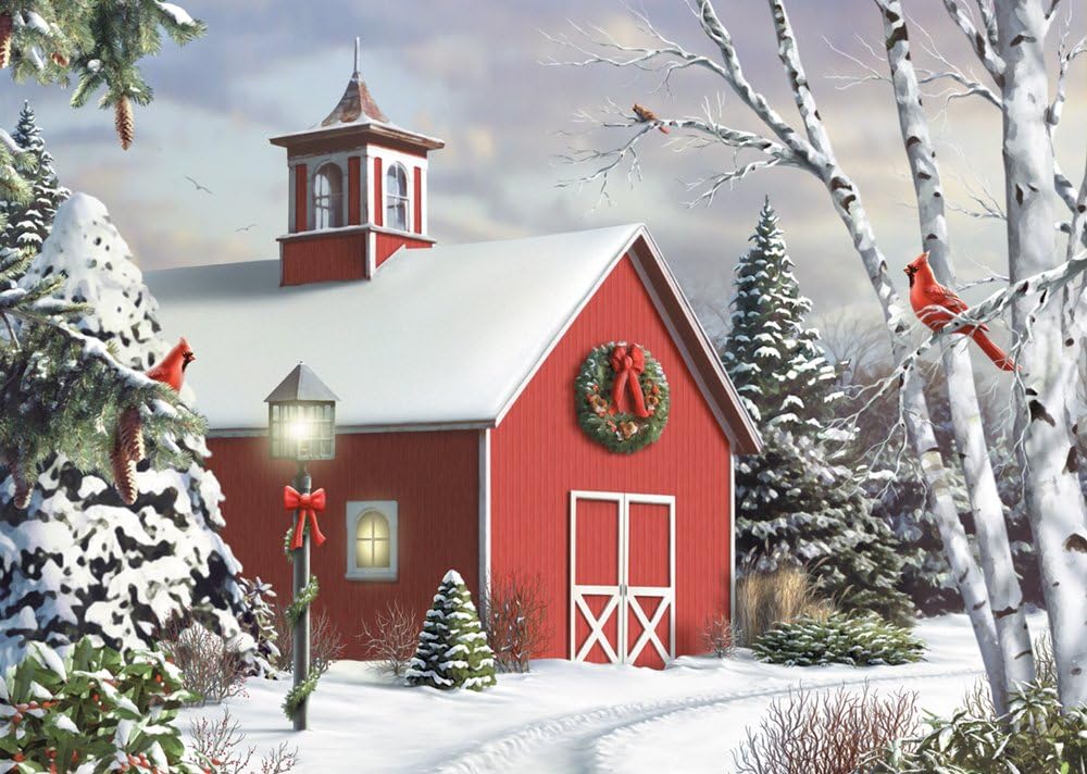 As Winter Calls – Tarjetas de Navidad en caja, 15 tarjetas y 16 sobres forrados con papel de aluminio