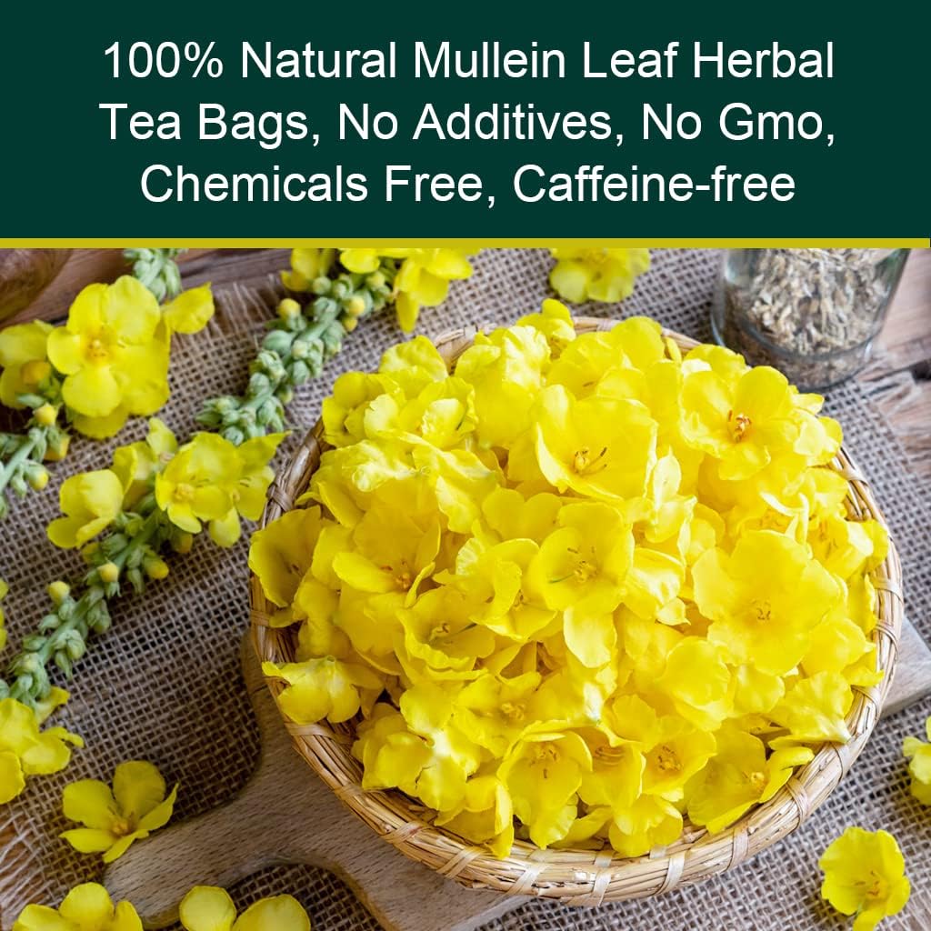 Té de hoja de gordolobo para limpieza de pulmones y apoyo inmunológico, 100% natural, sin cafeína, 40 bolsas de té