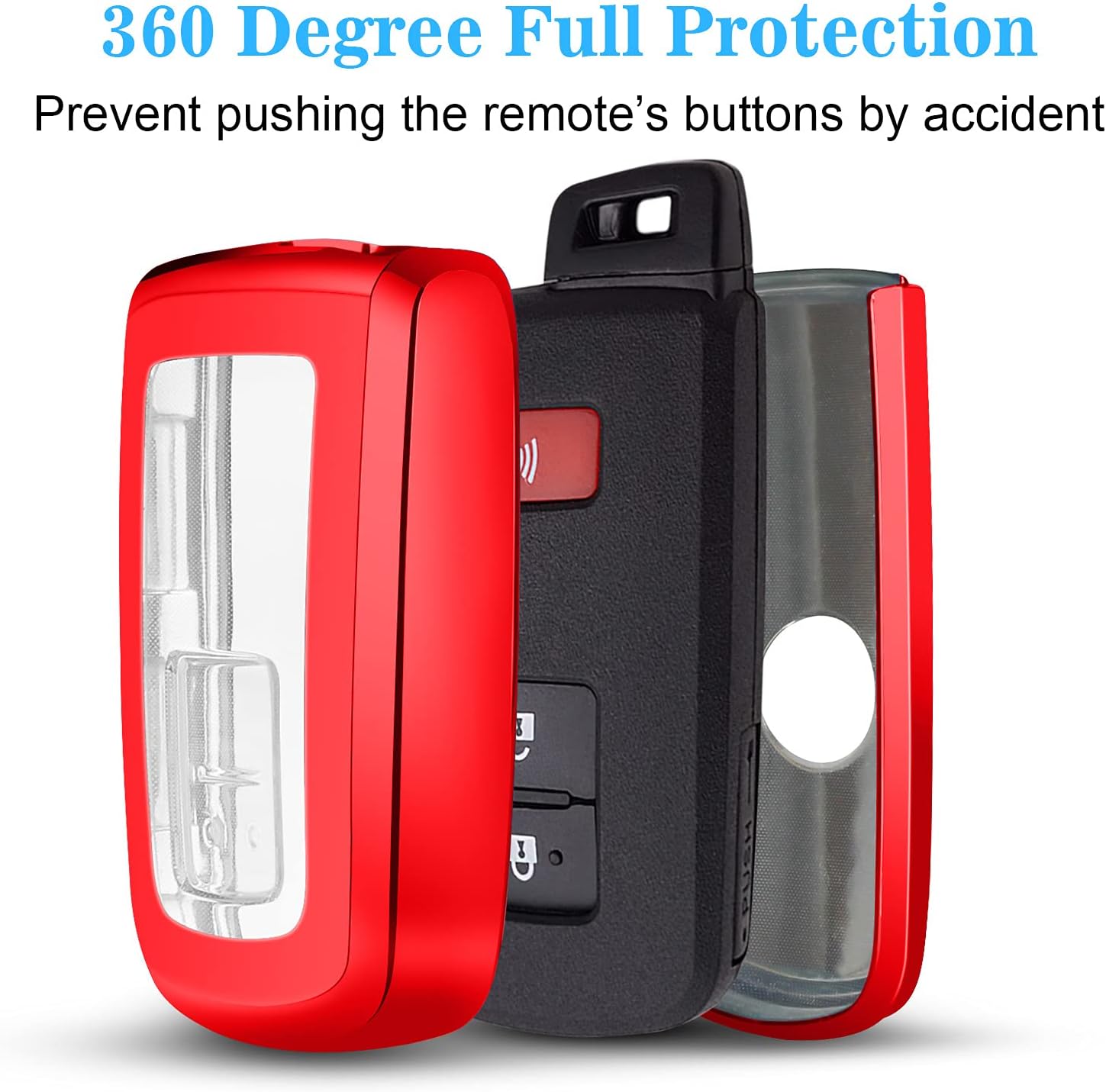 QBUC Funda para llavero Toyota con llavero de TPU de protección completa compatible con Toyota Tacoma 4Runner Sequoia Highlander Avalon Camry